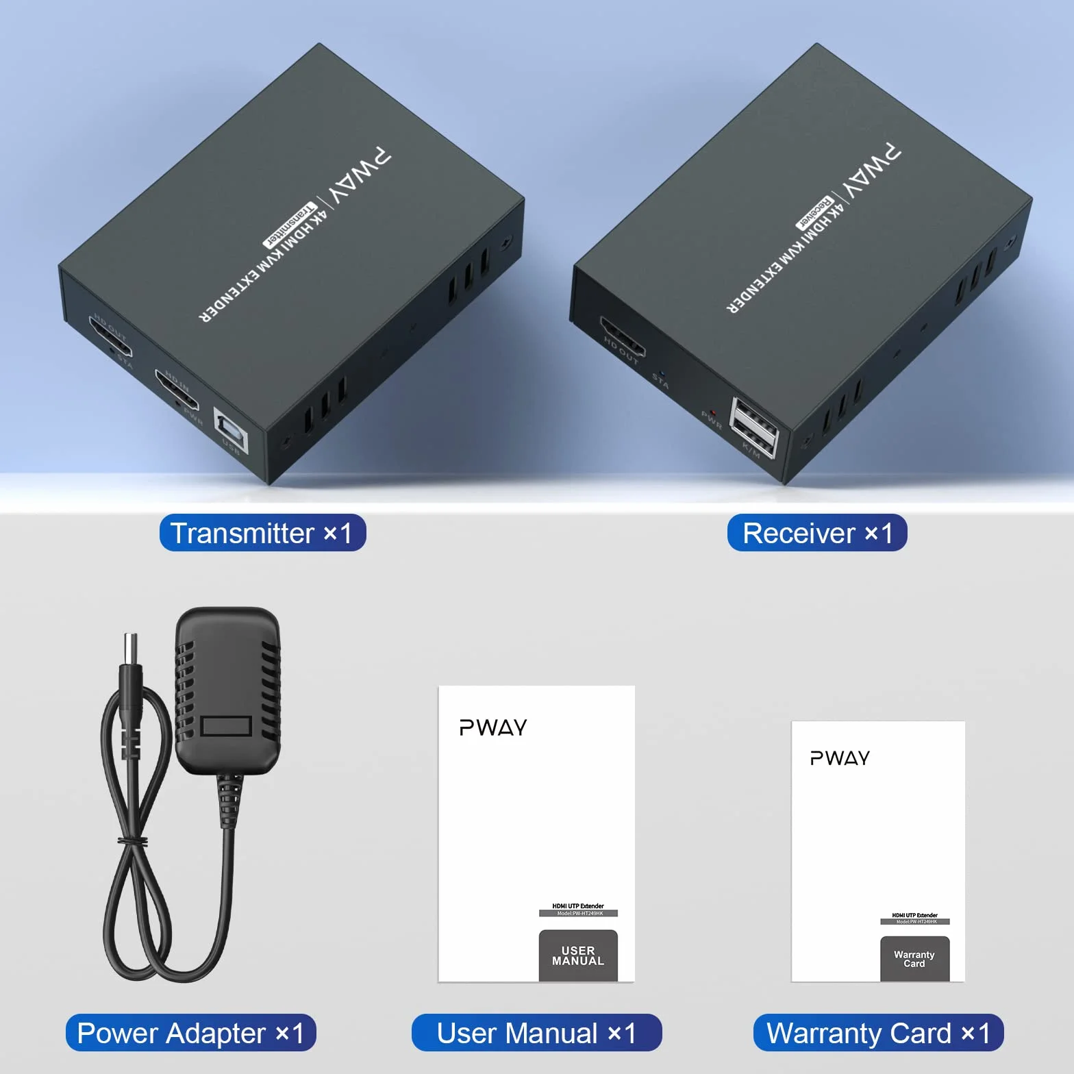 Extendeur KVM HDMI 4K 60Hz RJ45 Cat5/6/7 50m Noir