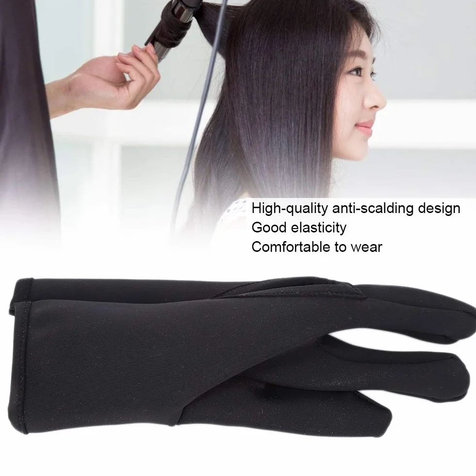 Gant de coiffure protection 3 doigts isolant salon noir