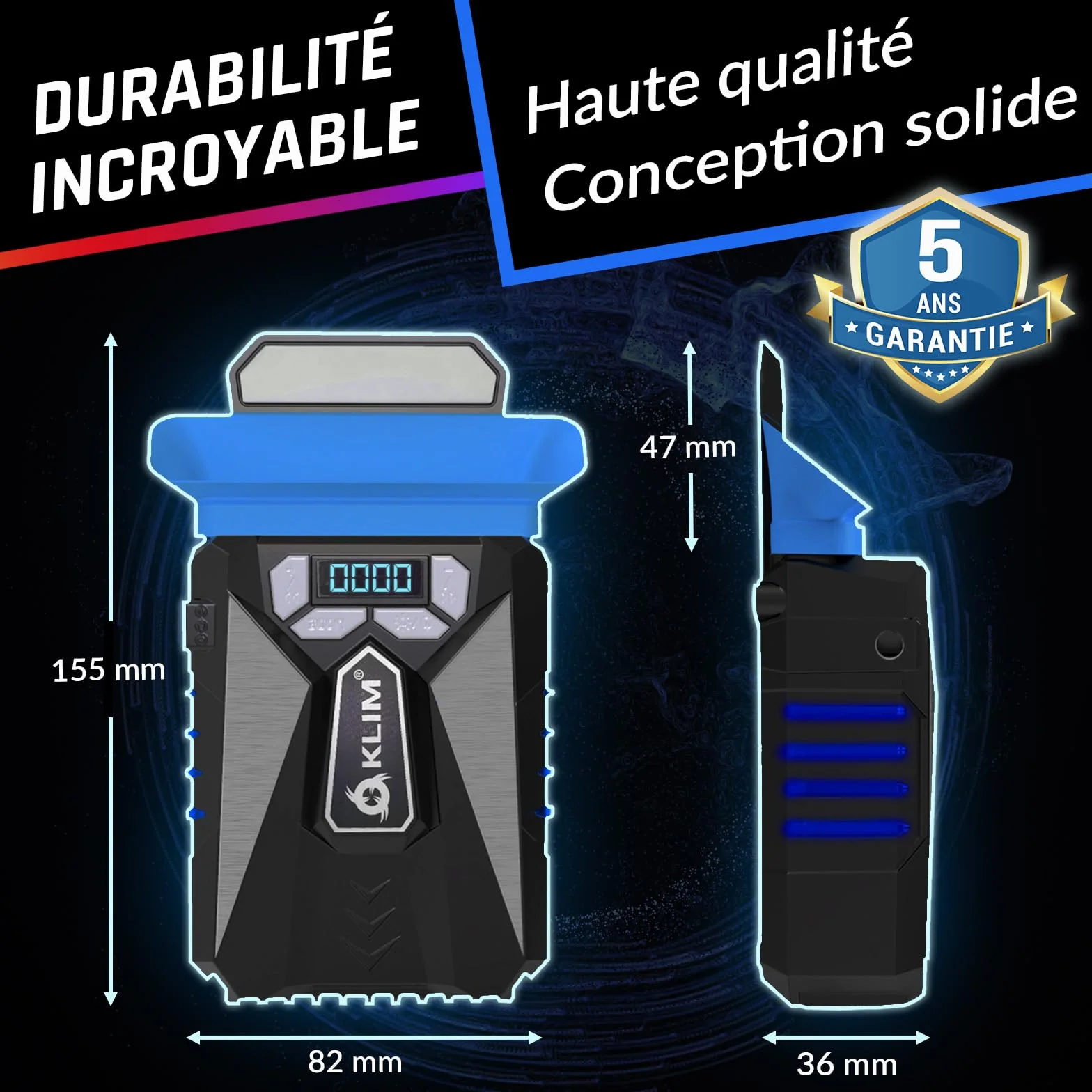 KLIM Cool Refroidisseur PC Ventilo Portable Gamer Ventilateur Haute Performance USB Bleu