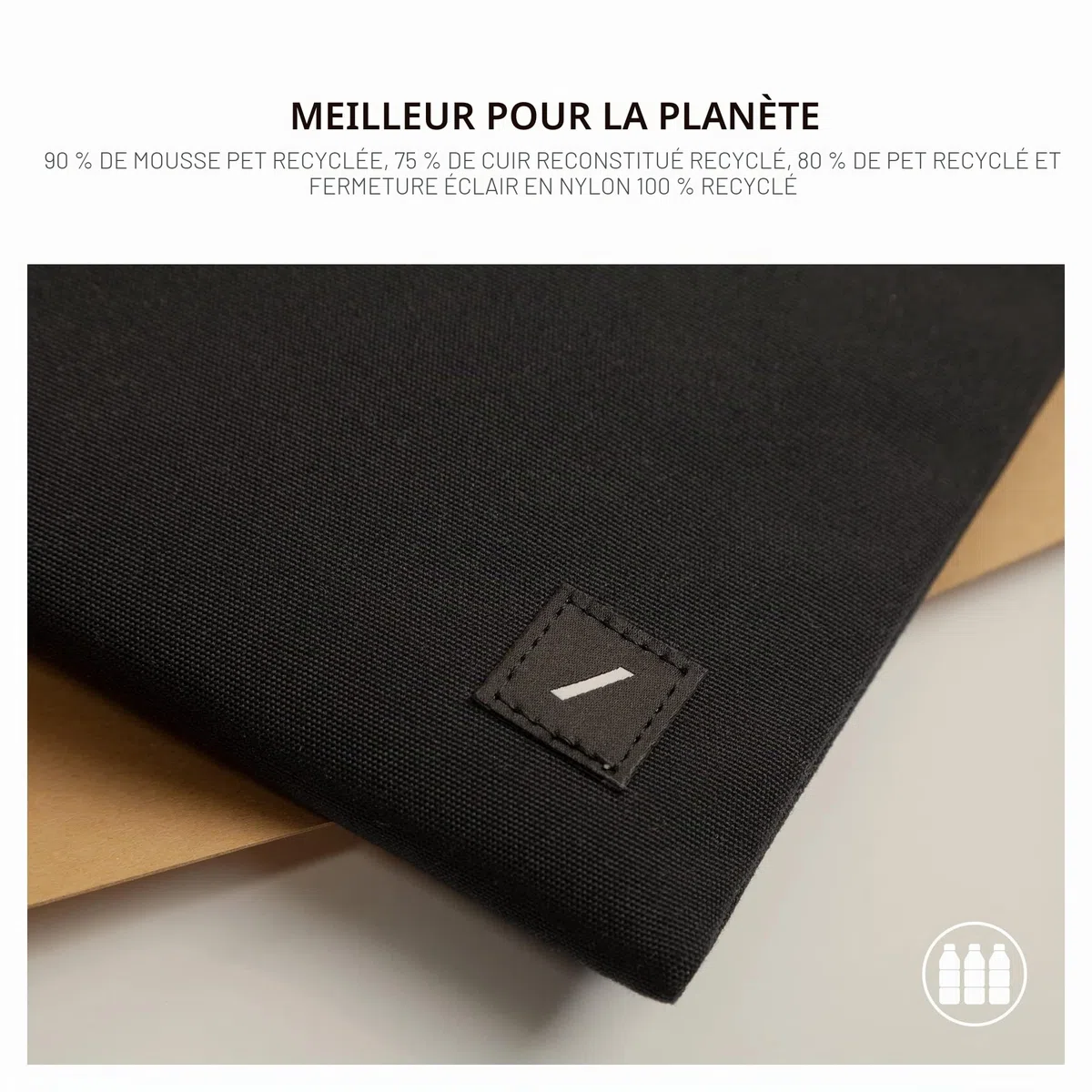 Native Union W.F.A MacBook Sleeve 14" – Étui Minimaliste Fin en matériaux recyclés avec Protection 360 degrés – Compatible avec MacBook Pro 14” M4 (2024), MacBook Air 13” – Noir
