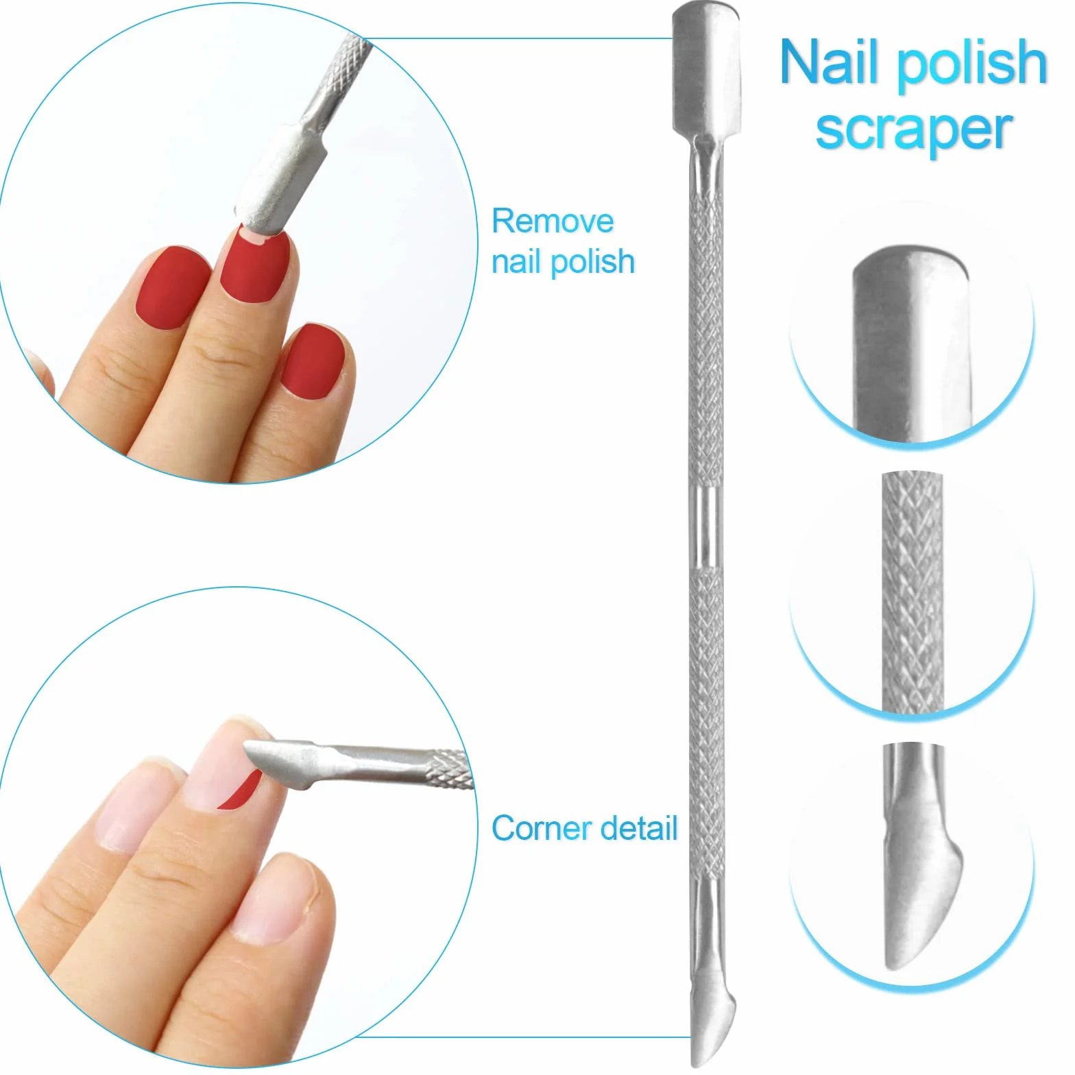 Sularpek Pinces à Cuticules Acier Inoxydable 3 en 1 Repousse Cuticule Professionnel Outils Manucure Pédicure Argent