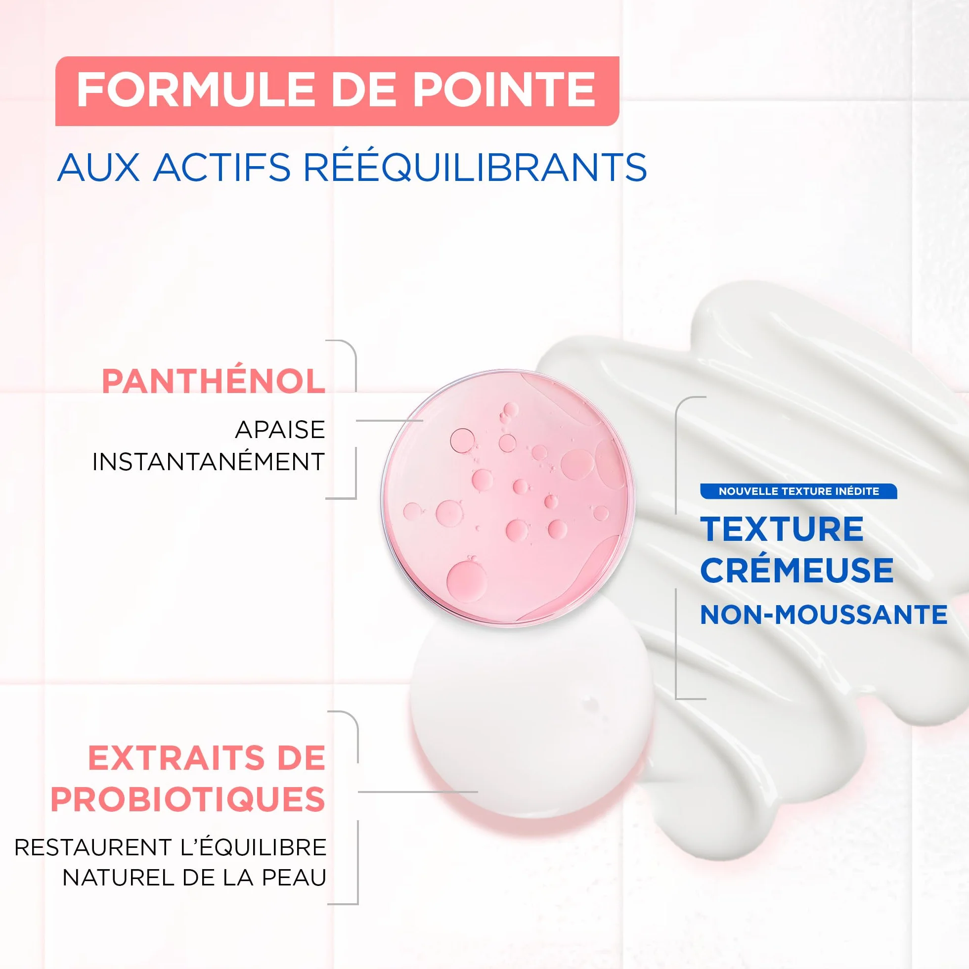 MIXA Nettoyant Visage Anti-Réactions 150 ml Panthénol Extraits Probiotiques Sans Parfum Sans Savon