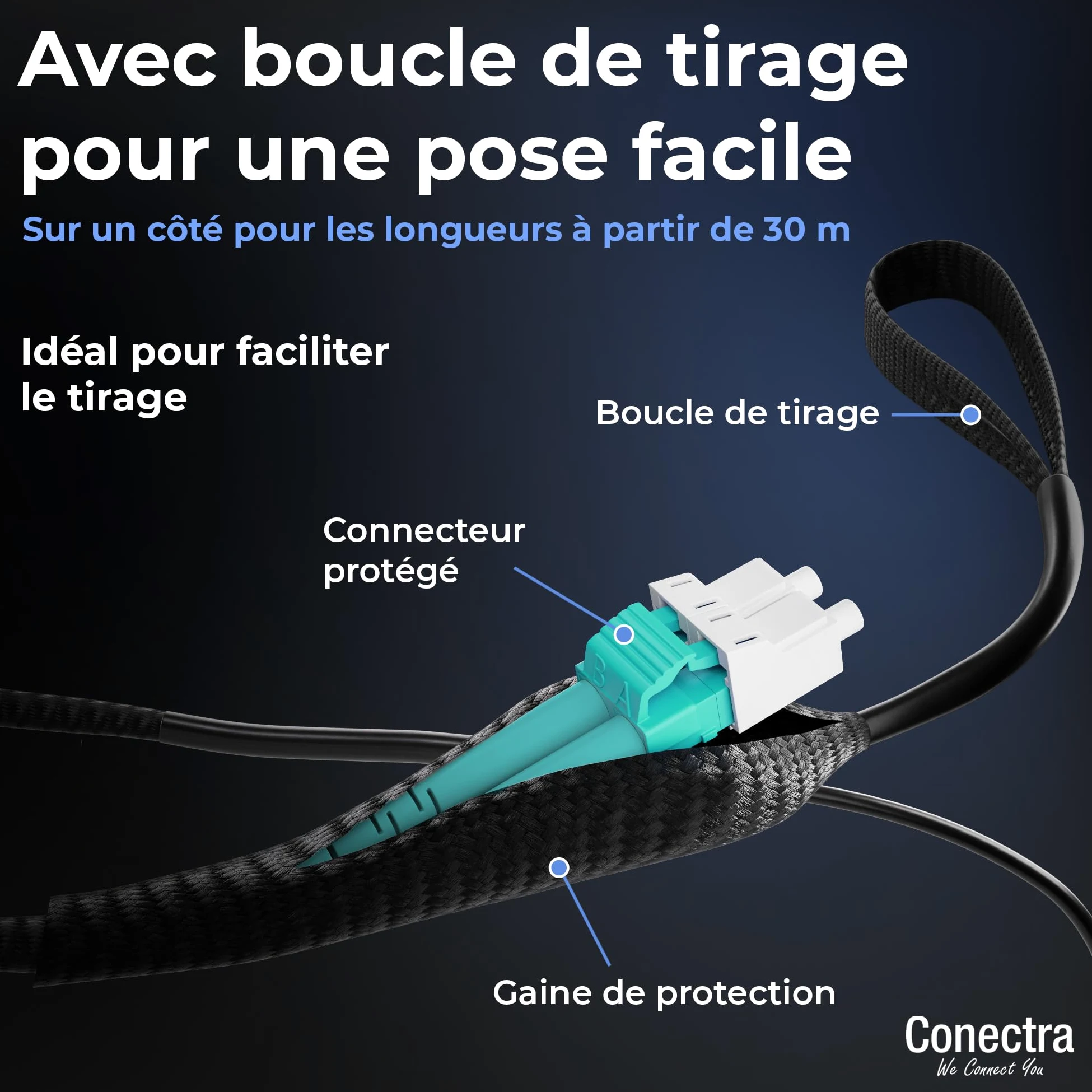 30m Câble Fibre Optique Blindé OM3 Duplex Breakout LC/UPC, Jarretière Optique Multimode 50/125, LSZH Intérieur/Extérieur, Rallonge Fibre Armée Cordon Patch Câblage Réseau ⌀3mm Noire