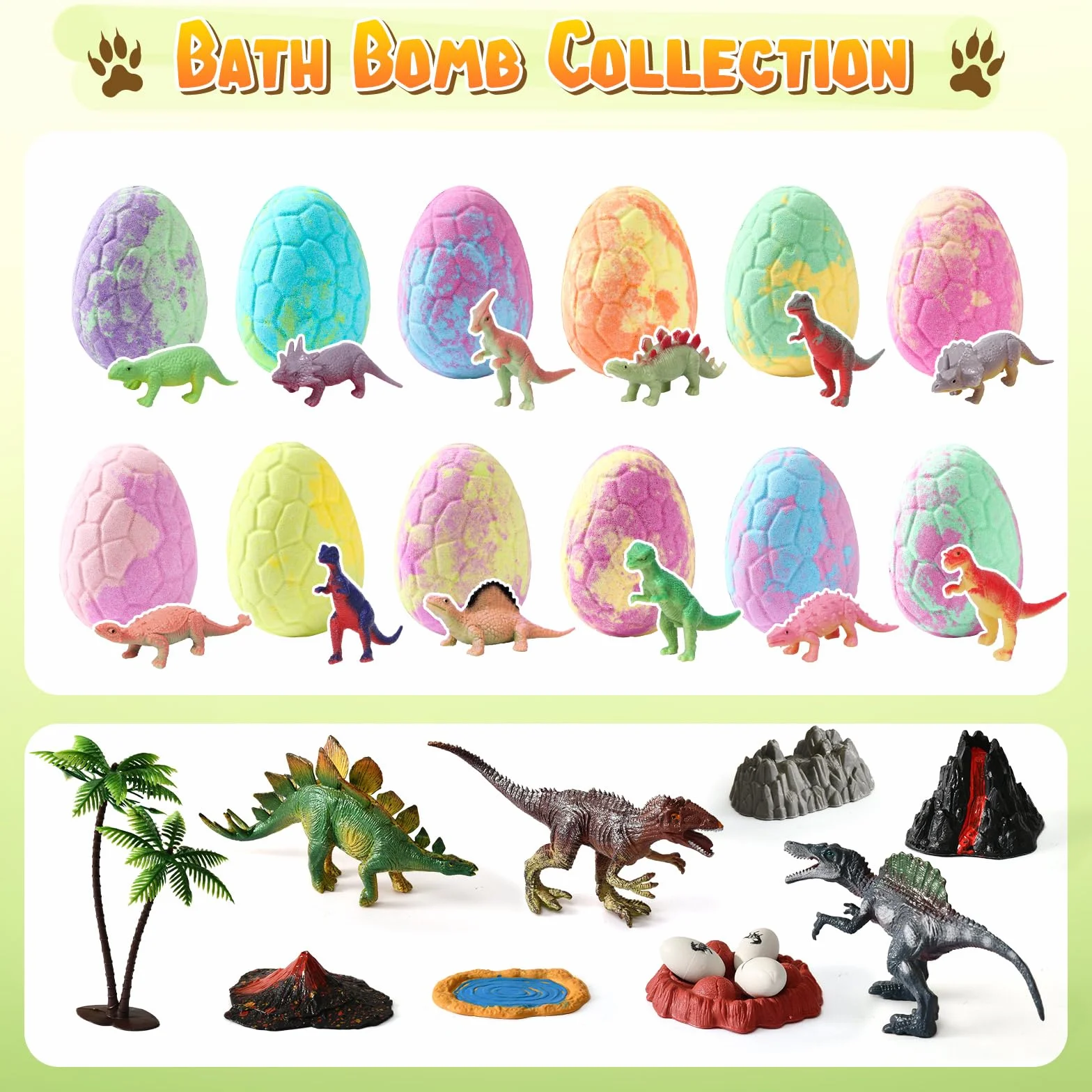 Bombes de Bain pour Enfants Surprise 12Pcs Dinosaures Jouets Cadeau Aromatherapie Garçons Filles