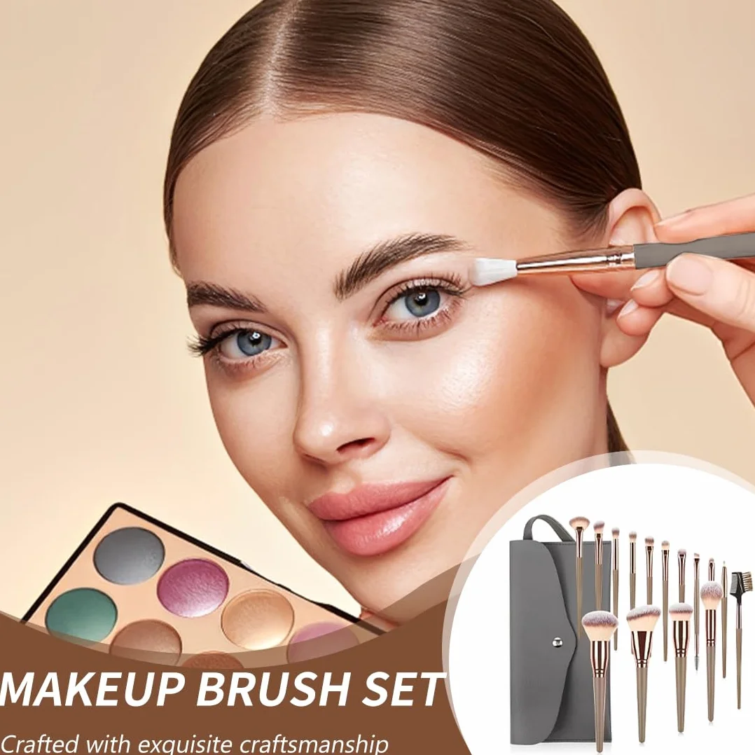 Pinceau Maquillage Set 15pces, pinceaux maquillage pour fond de teint poudre blush