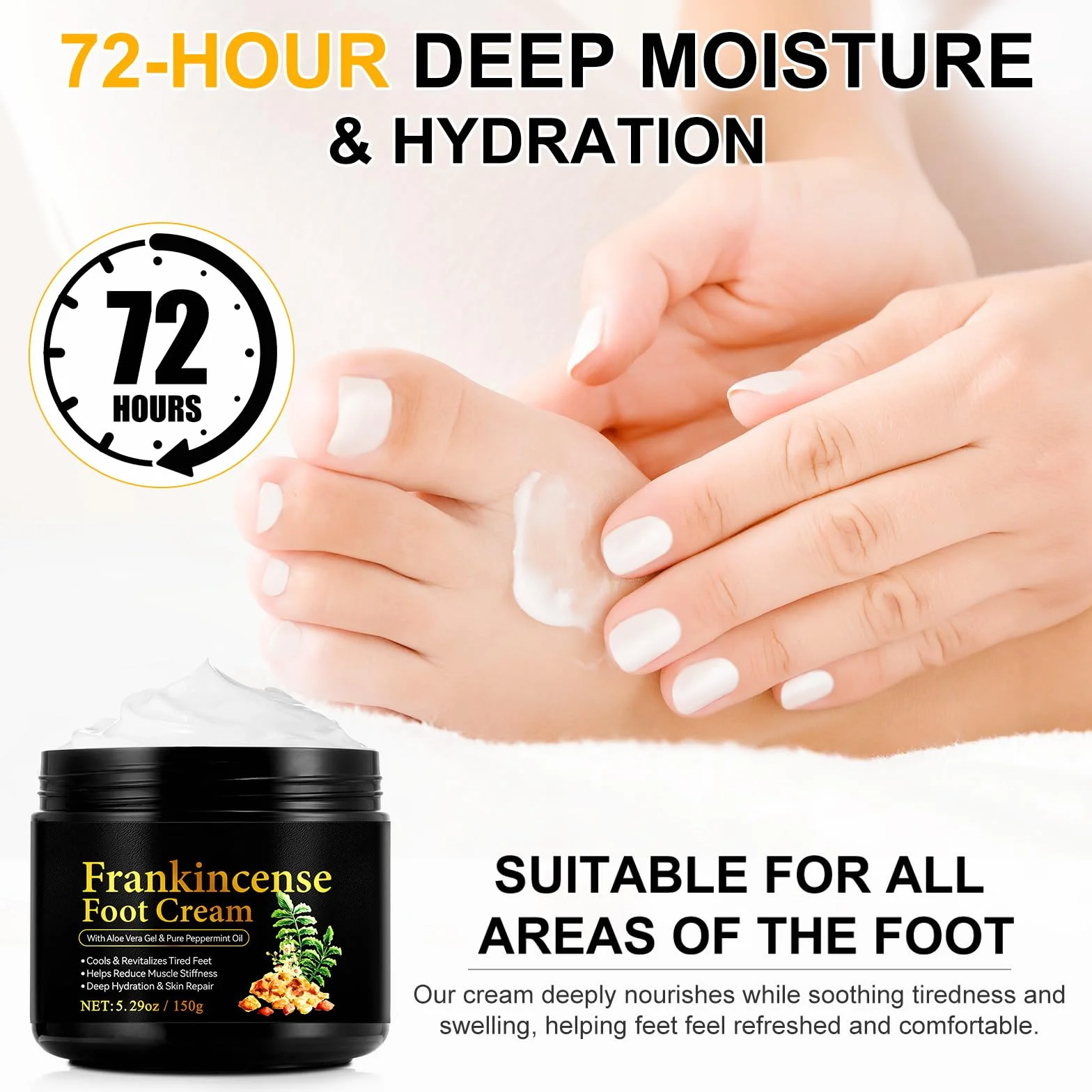 Crème pour Pieds Fatigués Soin Réparateur Encens Menthe Pure 150g