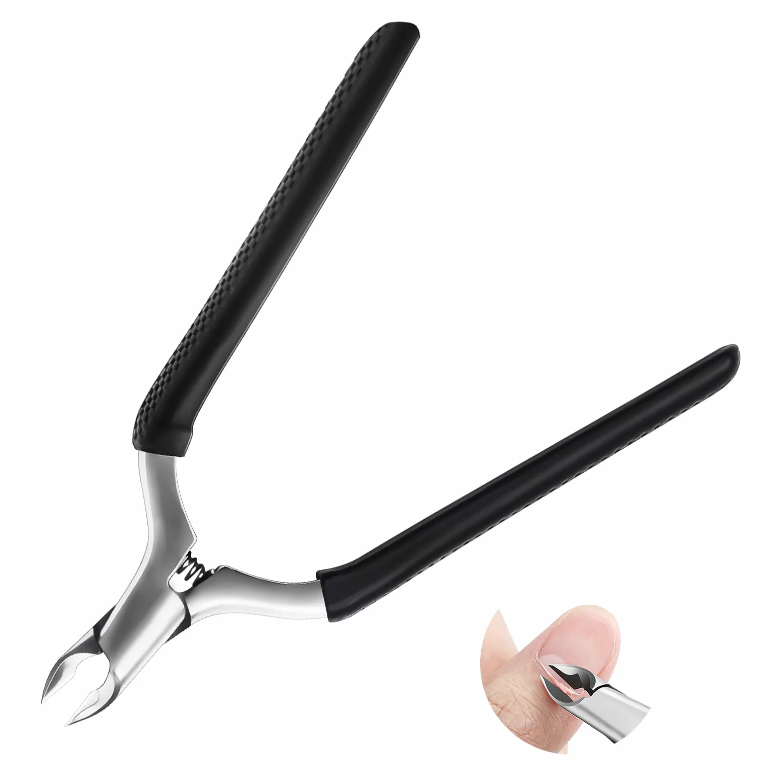 Pince à Cuticules Professionnelle Acier Inoxydable avec Silicone Poignée pour Manucure et Pédicure