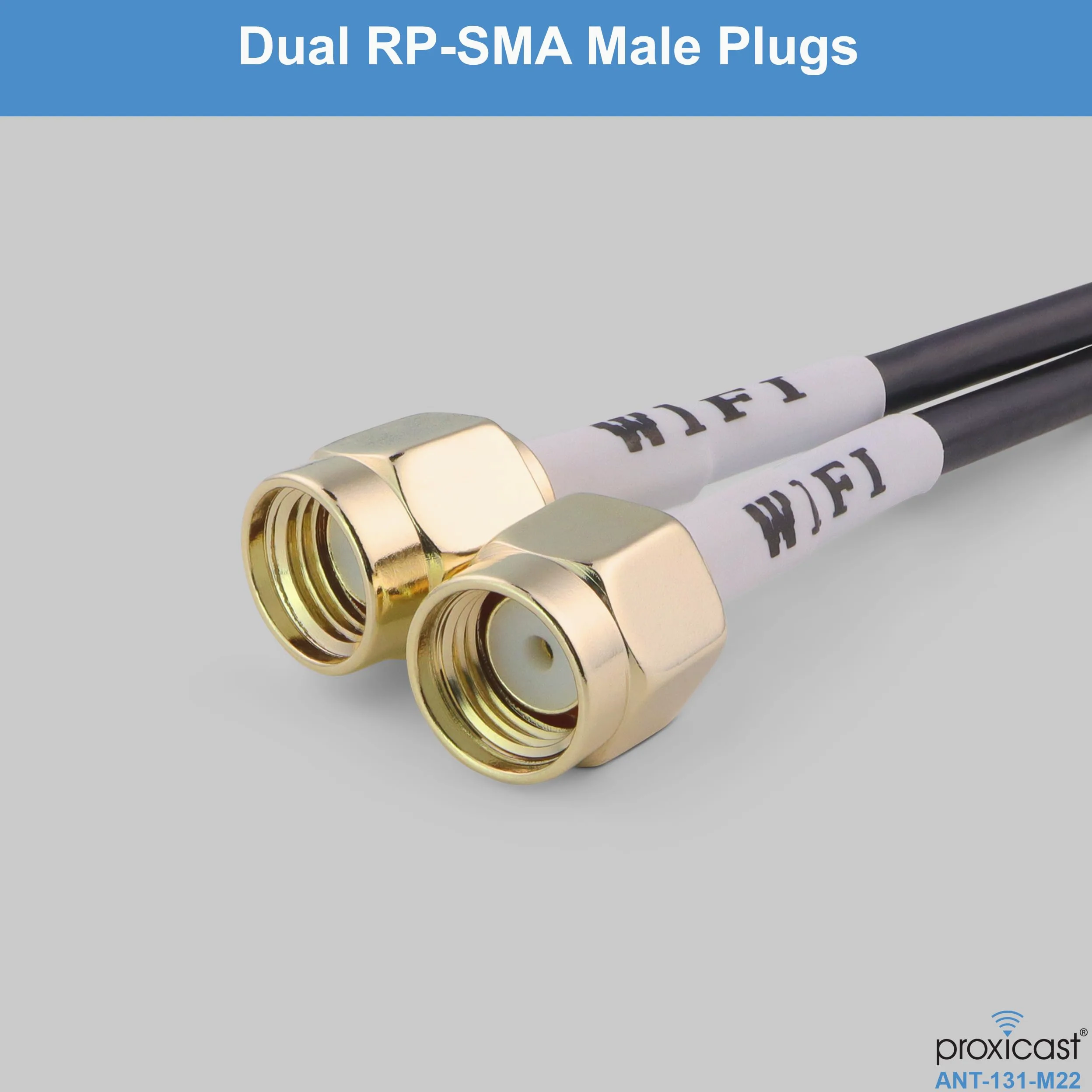 Proxicast Antenne WiFi omnidirectionnelle 2x2 MIMO intérieur/extérieur - Tri-bande 2,4/5,8/6 GHz - Gain 3-5 dBi - Résistant au vandalisme - Profil bas fixe - Câble coaxial de 3 m avec RP-SMA (ANT-131