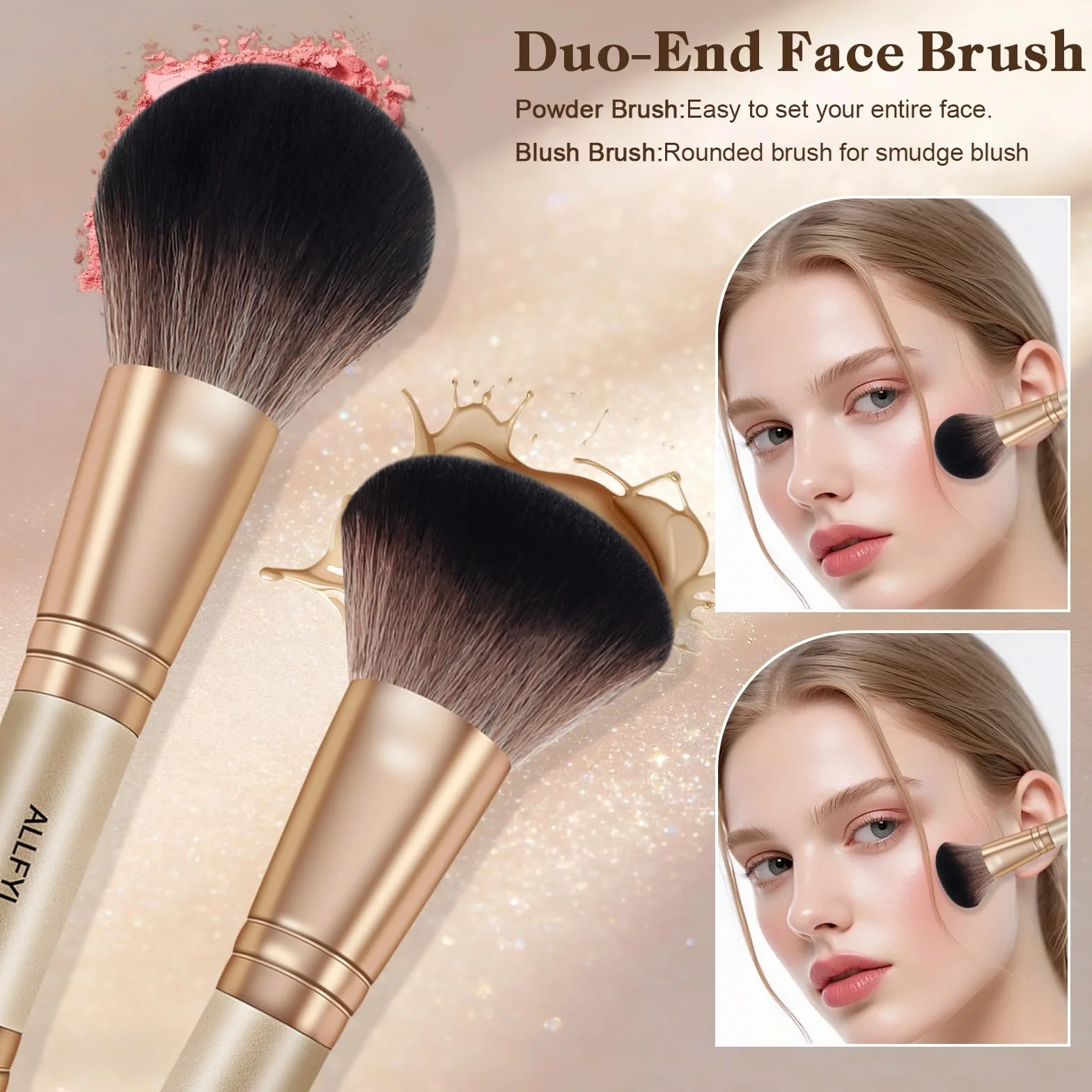 Lot de 6 pinceaux de maquillage professionnels double extrémité avec boîte cadeau