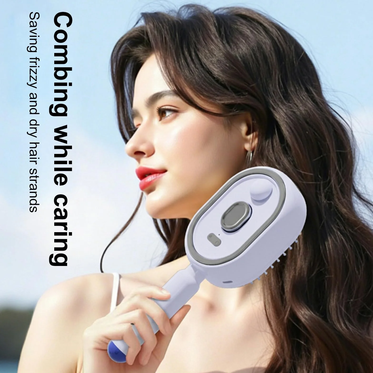 Brosse à cheveux électrique vapeur rechargeable démêlante anti-frisottis soin capillaire