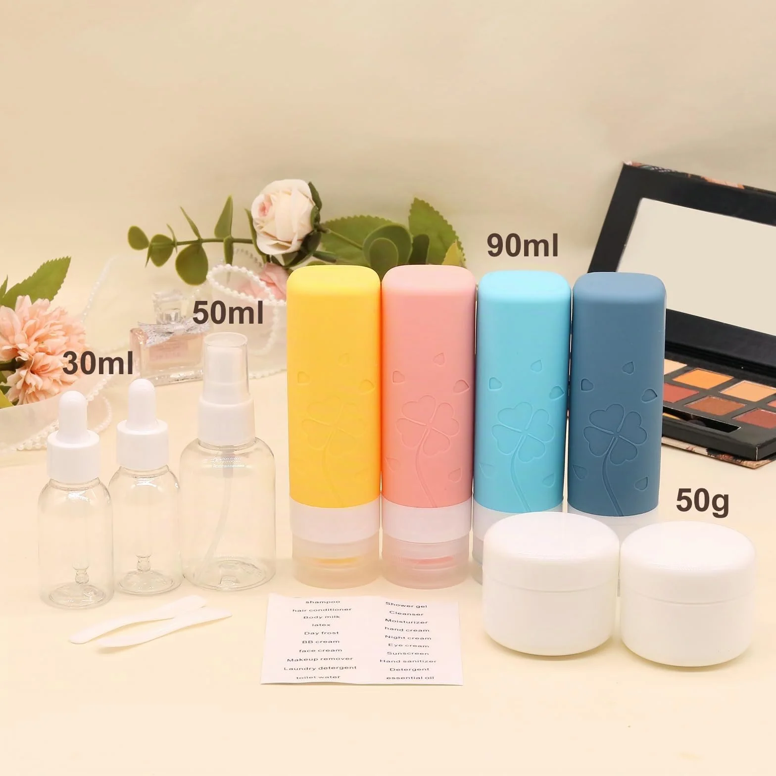 Flacons de Voyage Avion TSA Approuvé Lot de 12 Récipients en Silicone Étanches Rechargeables