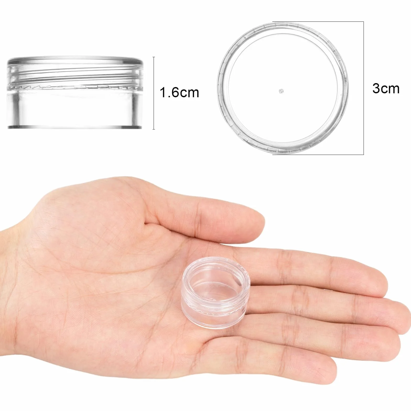 Petits pots 5ml avec couvercle, étiquettes et spatule, mini récipients transparents pour échantillons cosmétiques