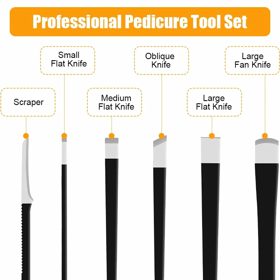 LOPHE Ensemble de 6 pièces Pédicure Outils, Kit Couteau Pédicure avec Lime en Acier Inoxydable