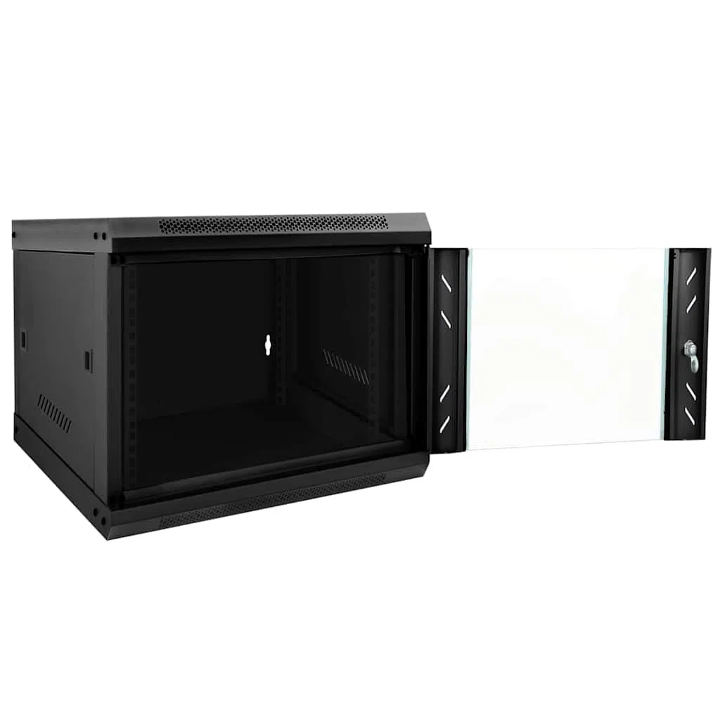 Armoire Réseau, Armoire Serveur Baie de Serveur Coffret Boit de Réseaux Mural avec Stockage Noir 53 x 60 x 45 cm Acier
