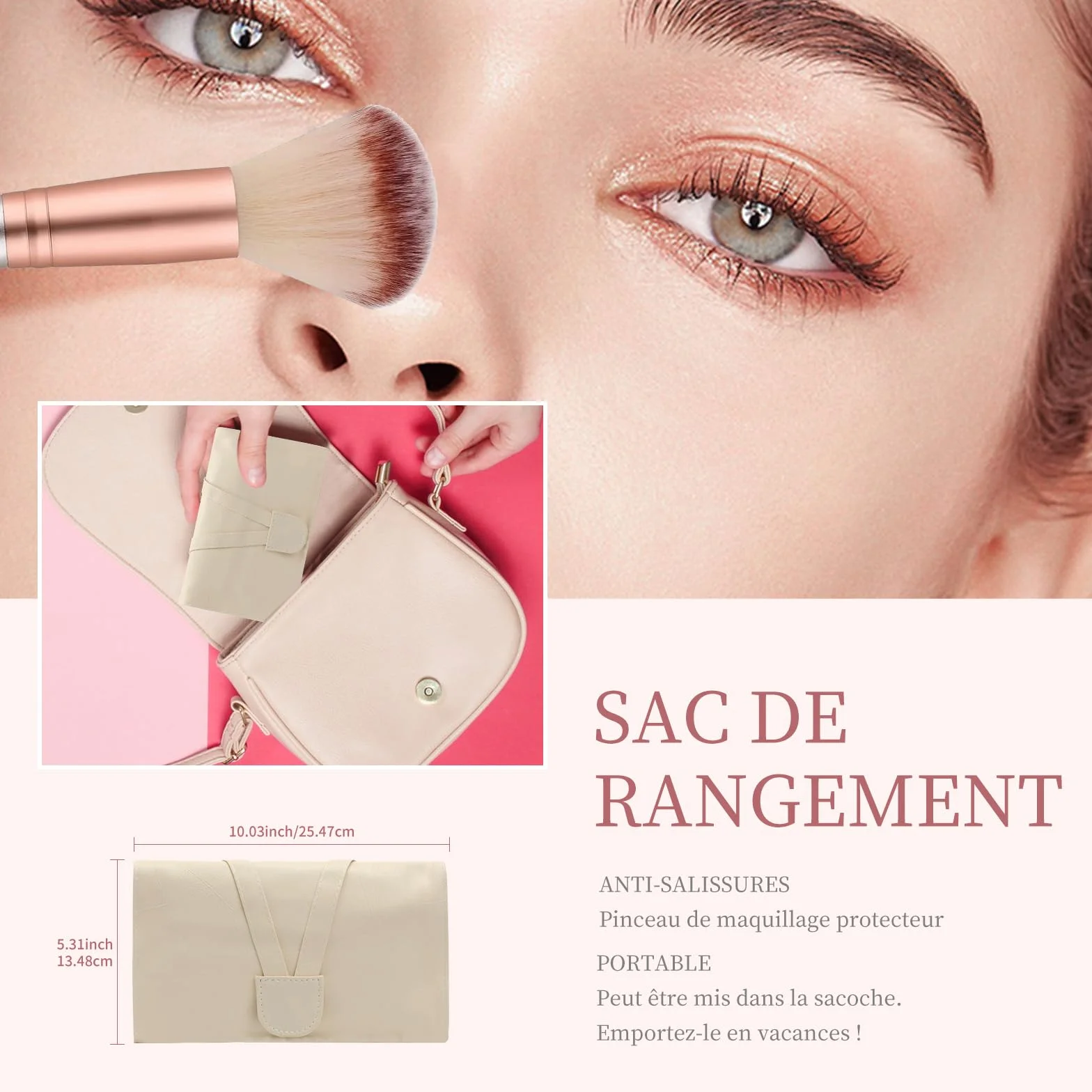 Ensemble de 18 pinceaux de maquillage professionnels Champagne Gold