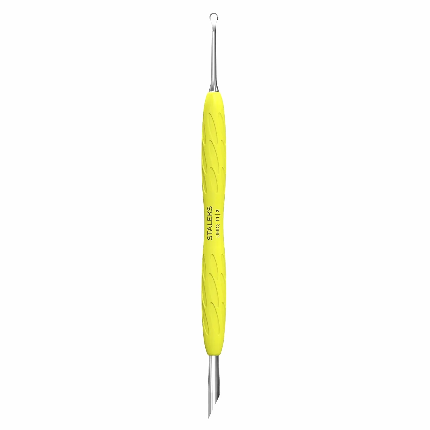 Staleks UNIQ PQ-11/2Y poussoir cuticules double professionnel manche silicone jaune acier inoxydable stérilisable