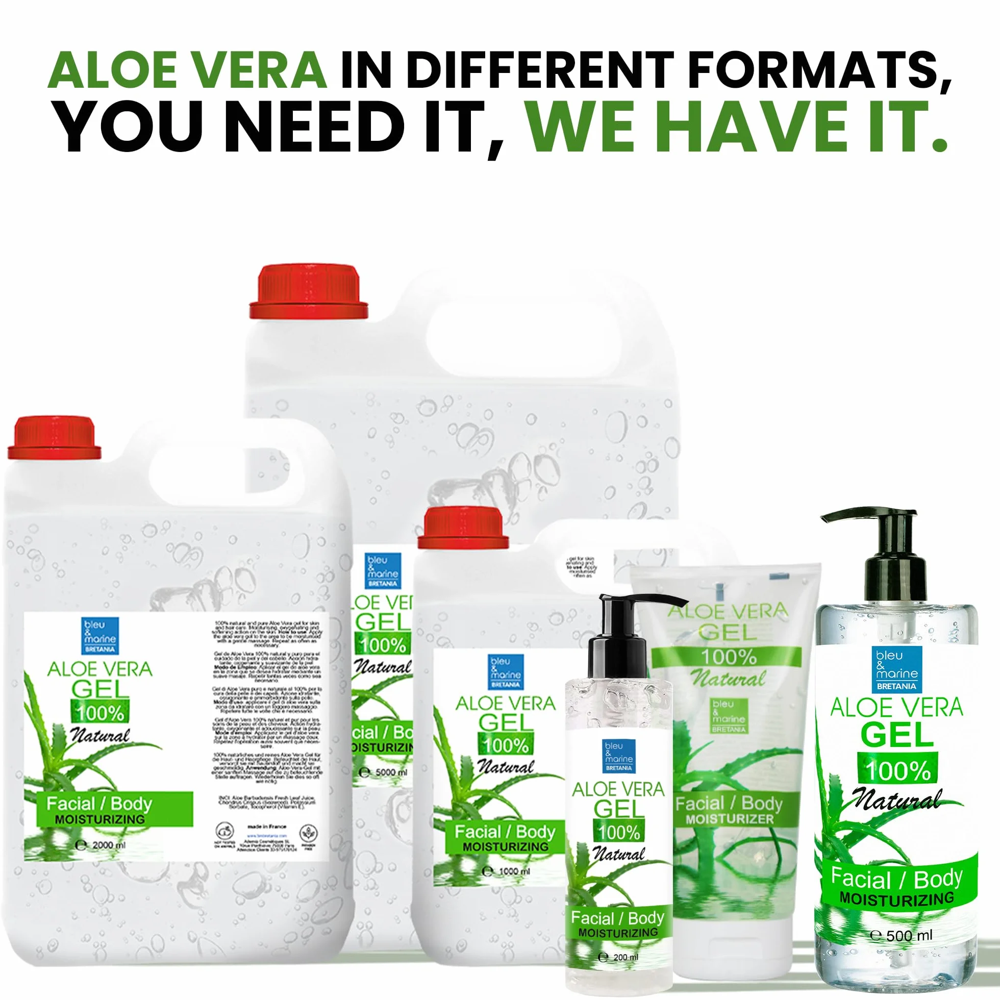 Gel d'Aloe Vera 100% Naturel Hydratant Visage Corps 1000 ml
