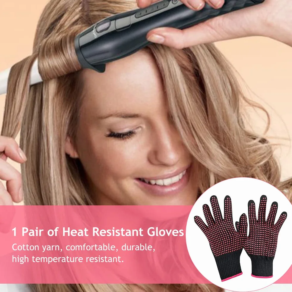 Gants Résistants à la Chaleur pour Coiffure Professionnels Thermiques Rose