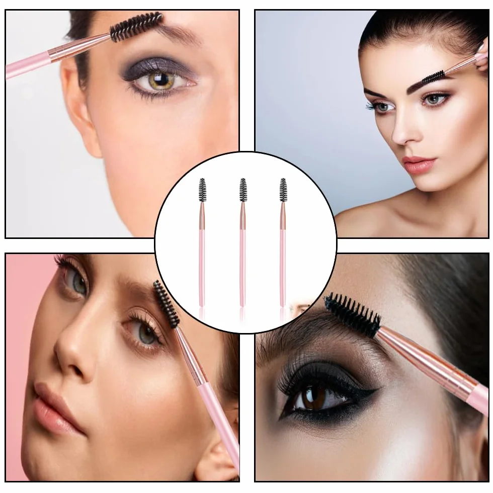Brosse à Sourcils 3 Pièces, Goupillon Cils et Pinceau Applicateur Mascara