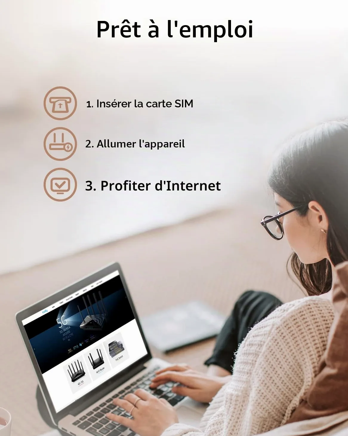 Cudy Routeur WiFi 4G LTE Cat 12, routeur Modem LTE, routeur cellulaire Double SIM 4G, Wi-FI Double Bande AC1200, 4 Ports Gigabit, OpenVPN, WireGuard, Verrouillage de Bande, TTL, à la Commande, LT12