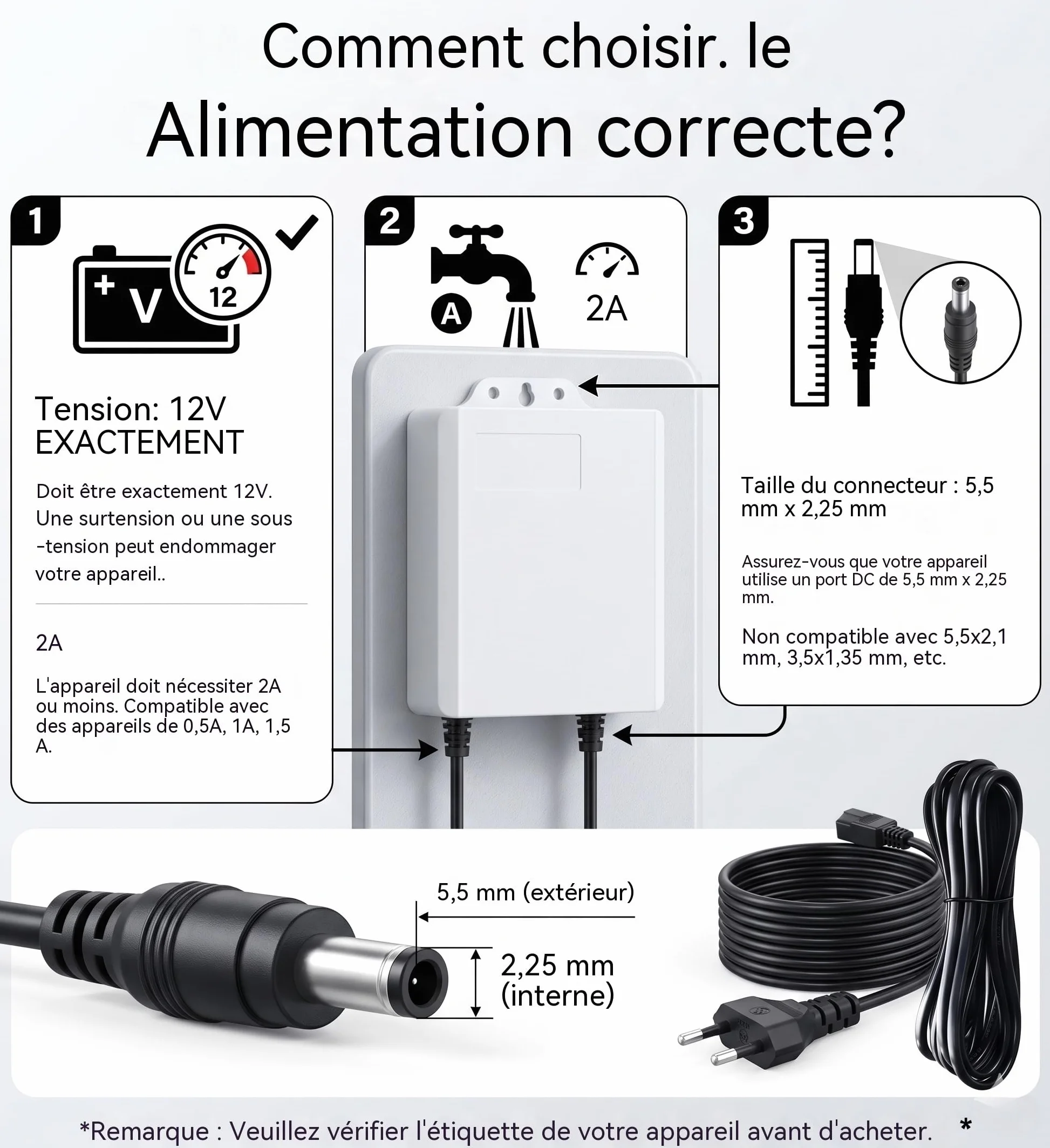 UPS 12V 2A Mini Onduleur Alimentation de Secours sans Interruption Batterie Intégrée 3600 mAh Prise DC 5.5x2.1mm