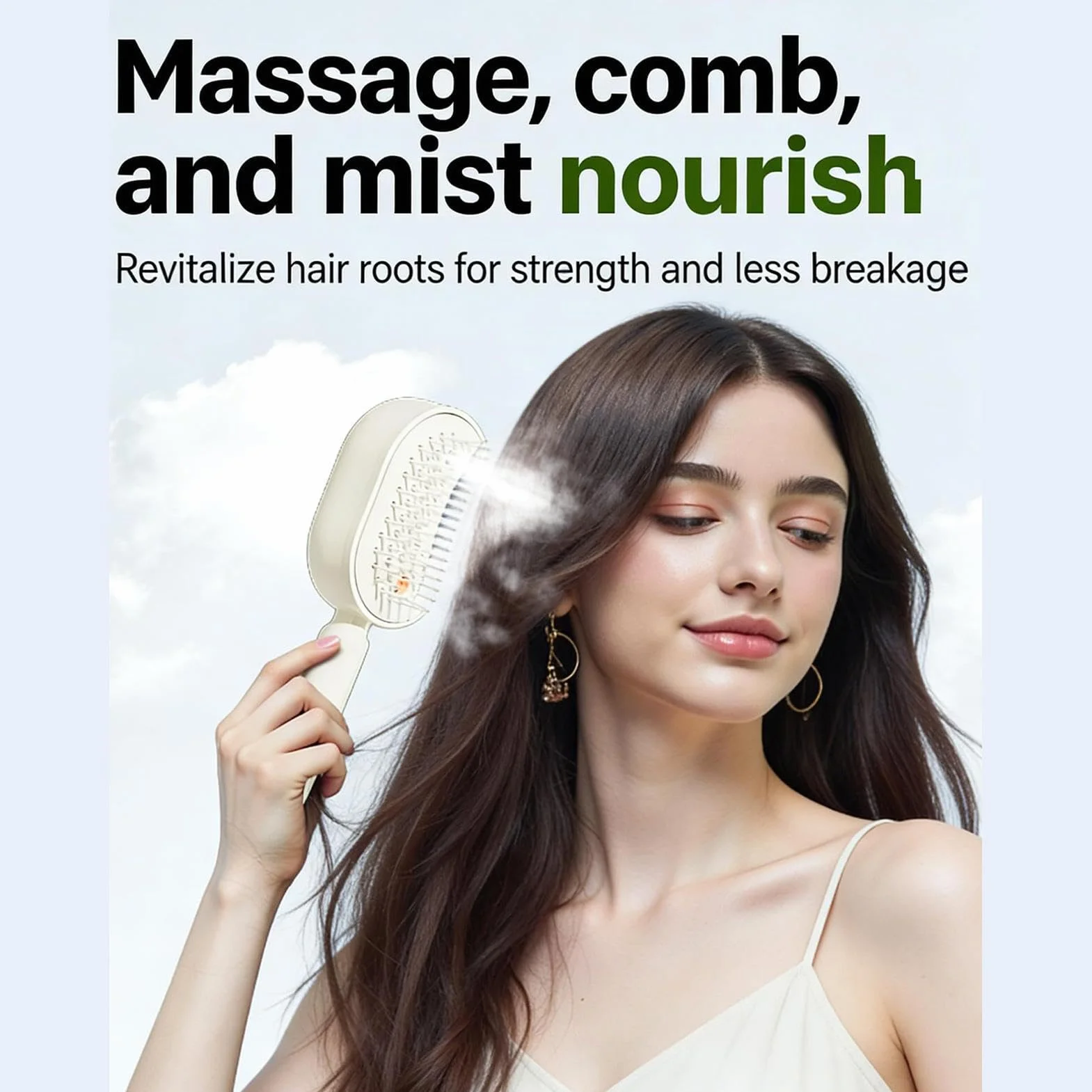 Brosse Vapeur Électrique 2 En 1 Lisseur Rechargeable Anti-frisottis Peigne Massage Rétractable