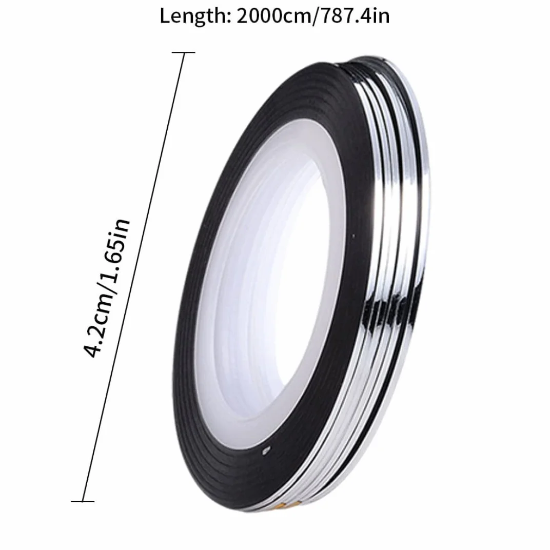 Ruban à bande nail art argent autocollant décoration lignes adhésifs ongles rayures