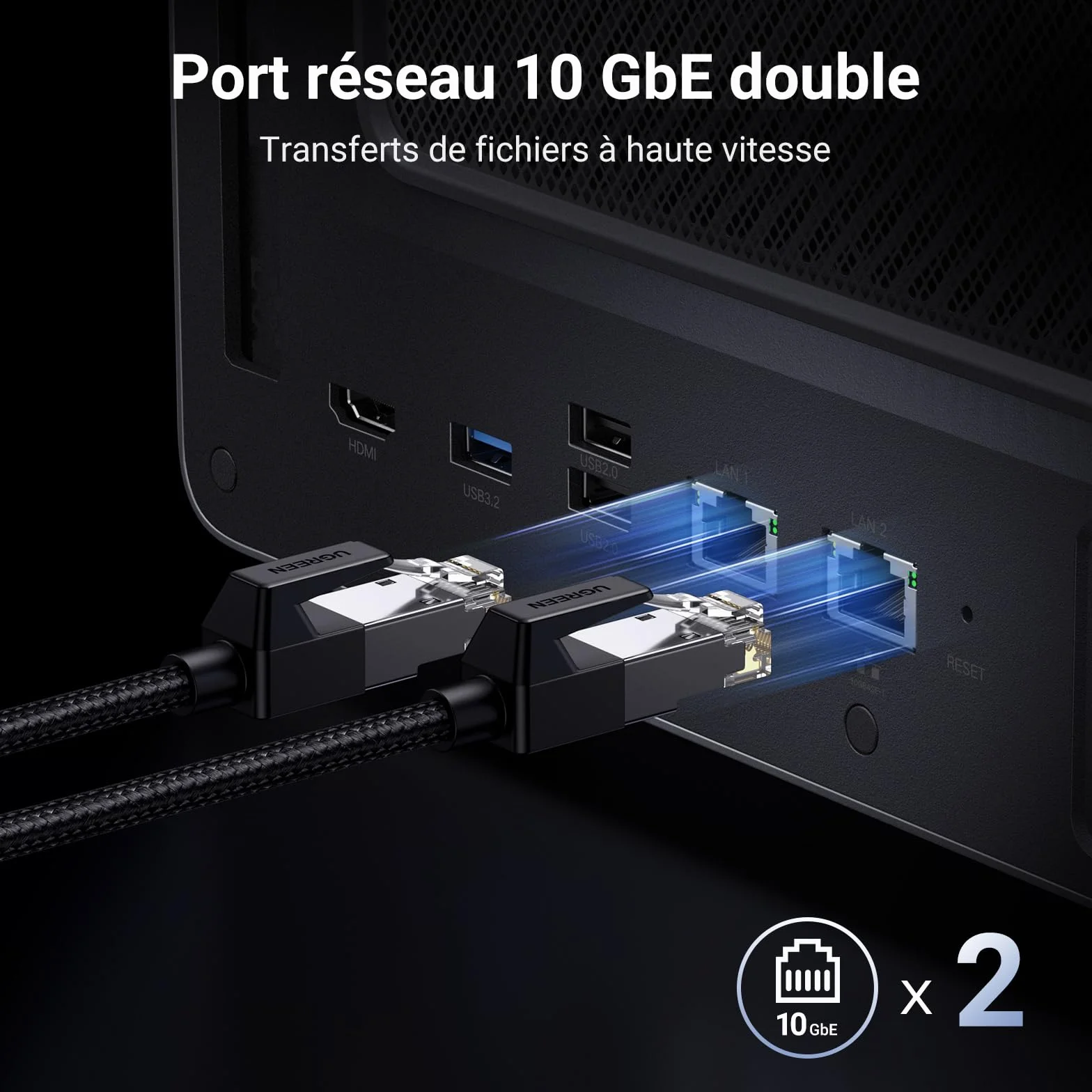 UGREEN NASync DXP6800 Pro NAS de Bureau 6 Baies Intel i5 1235u 10 cœurs 8 Go DDR5 SSD 128 Go 2 Ports 10 GbE M.2 NVMe HDMI 8K