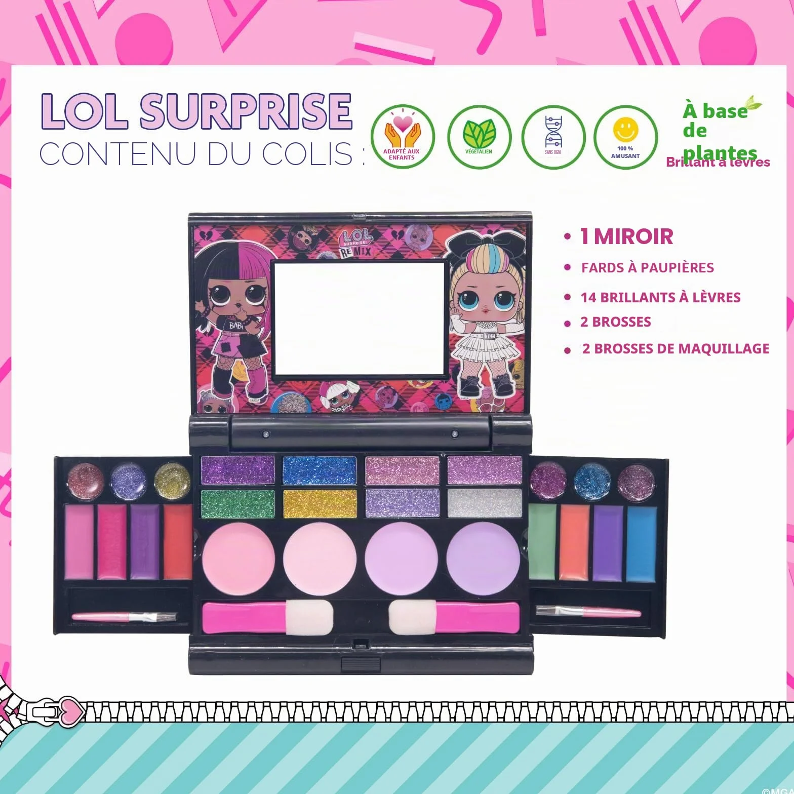 L.O.L. Surprise! Coffret Maquillage Gloss, Ombres, Blush & Pinceaux Portable