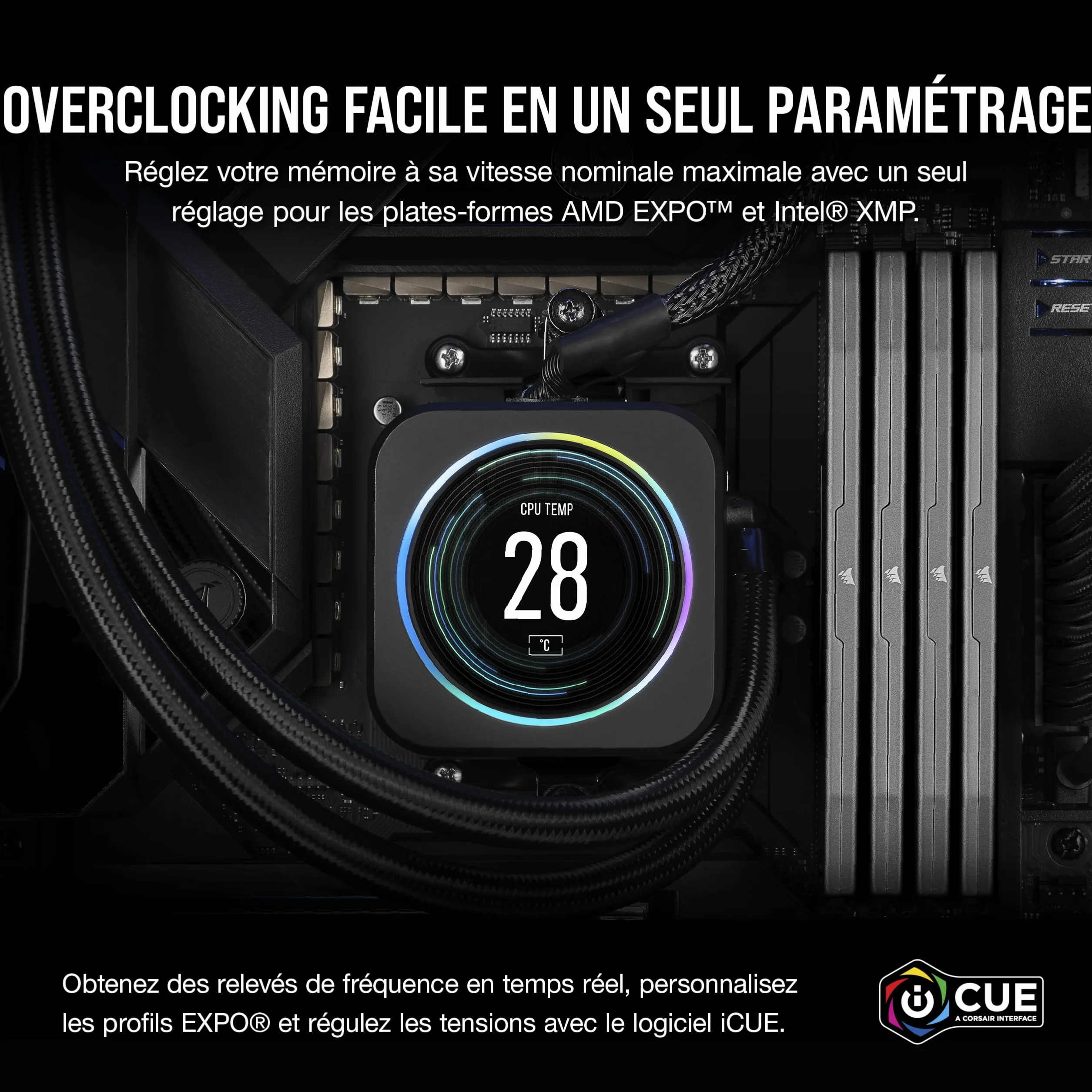 CORSAIR Vengeance DDR5 RAM 32Go (2x16Go) 6000MHz CL30 AMD Expo Mémoire PC iCUE Gris CMK32GX5M2B6000Z30