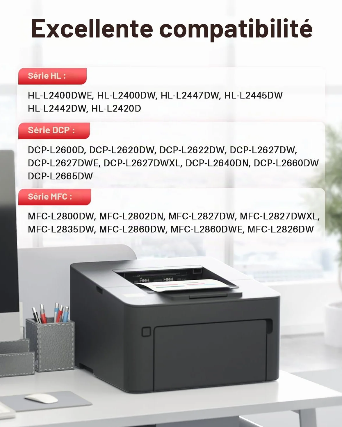 Tambour 15000 Pages Compatible Brother DR-2510 DR2510 pour HL-L2400DWE DCP-L2620DW MFC-L2800DW