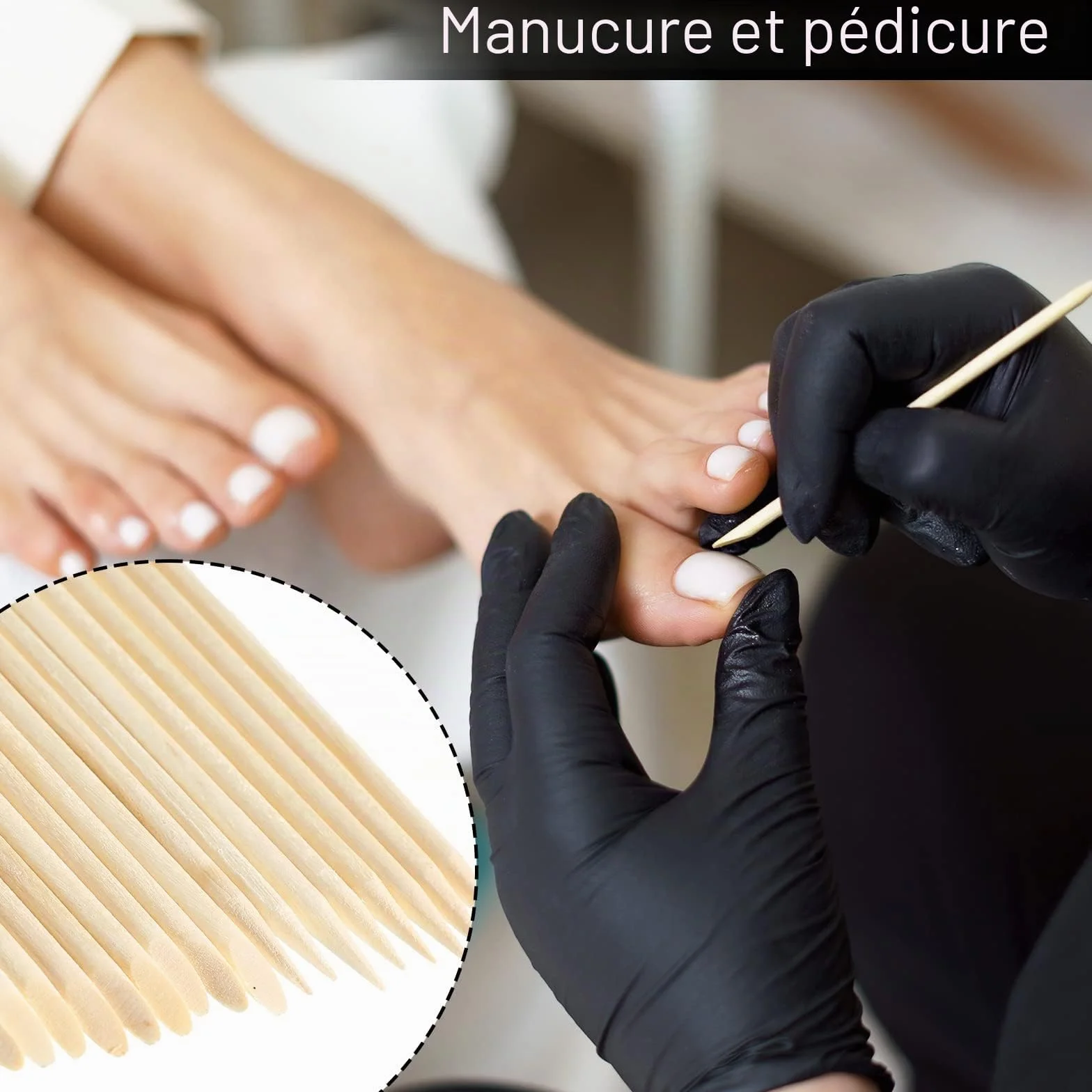 Bâtons de Bois Orange Stick Cuticule des Ongles 4.3 Pouces 100 Pièces