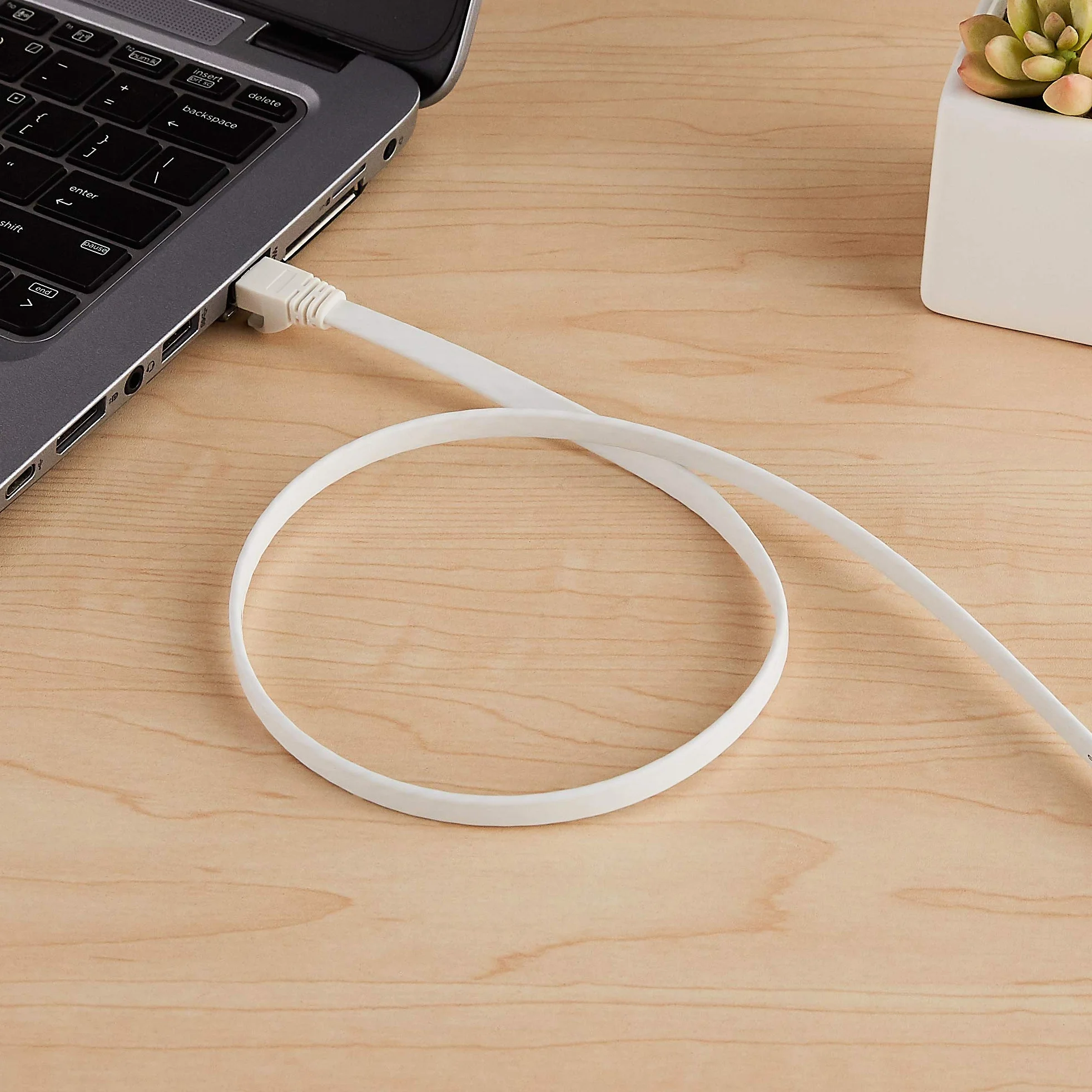 Amazon Basics Câble réseau Ethernet Gigabit Plat Cat-7 RJ45 30.5 m Blanc