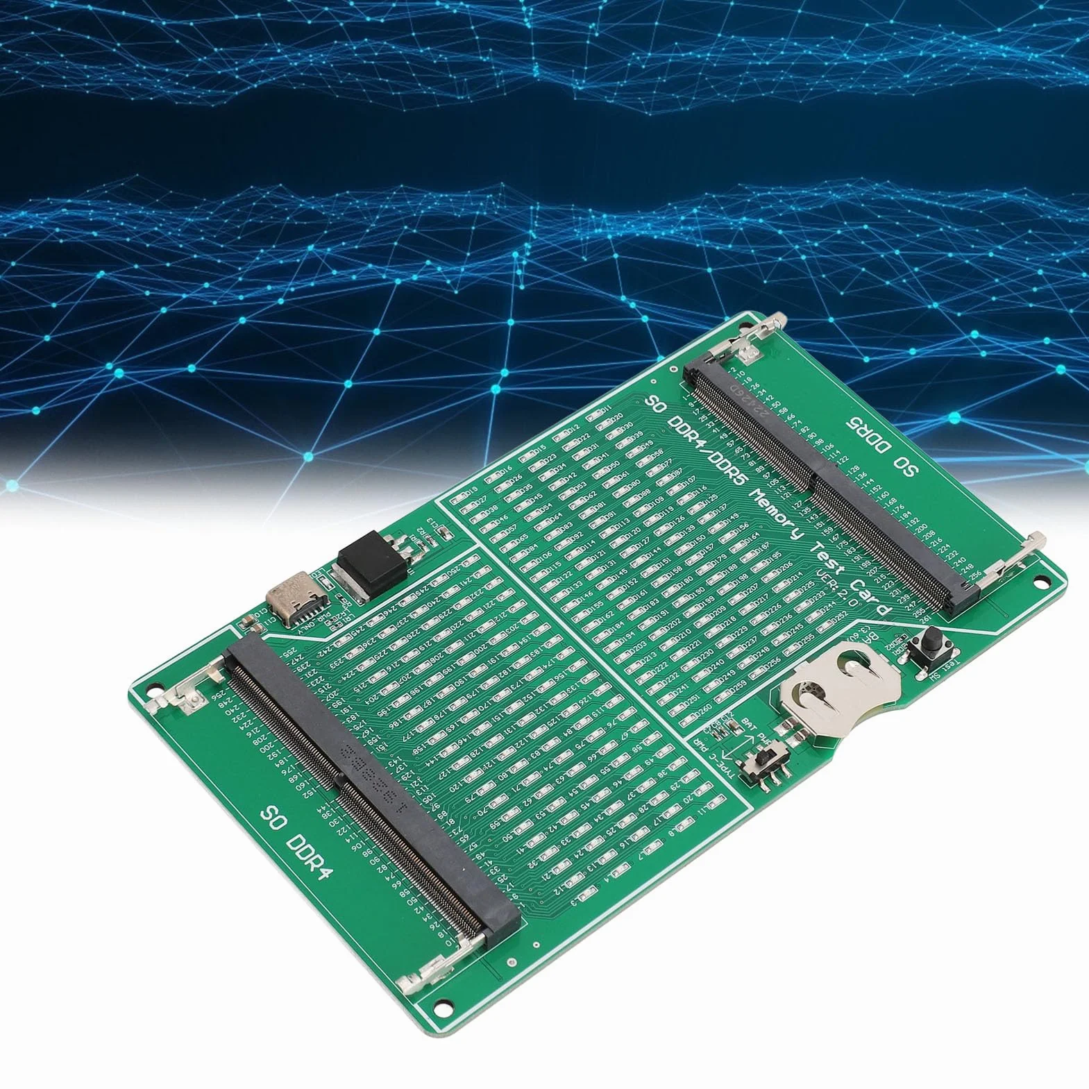 Testeur de Mémoire DDR4 DDR5 2 en 1 Carte de Test avec Indicateur LED pour Ordinateur Portable