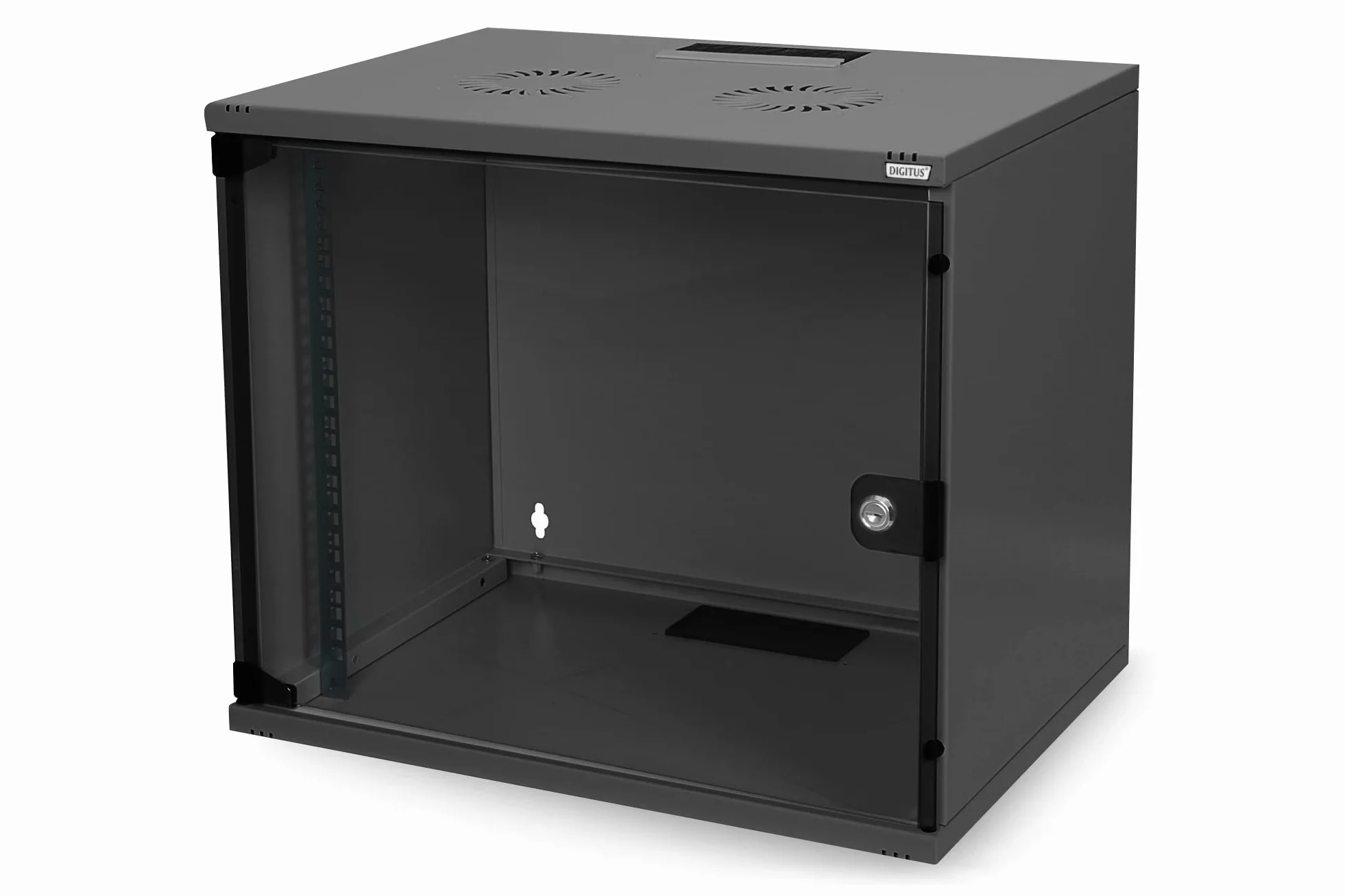 DIGITUS Set: Armoire réseau 19" 7U + ventilateur de toit + bloc multiprise 7 ports // Rack 19 pouces - Non monté - Montage mural - Profondeur 400 mm - Charge 60 kg - Profondeur utile 170-270 mm - Noir