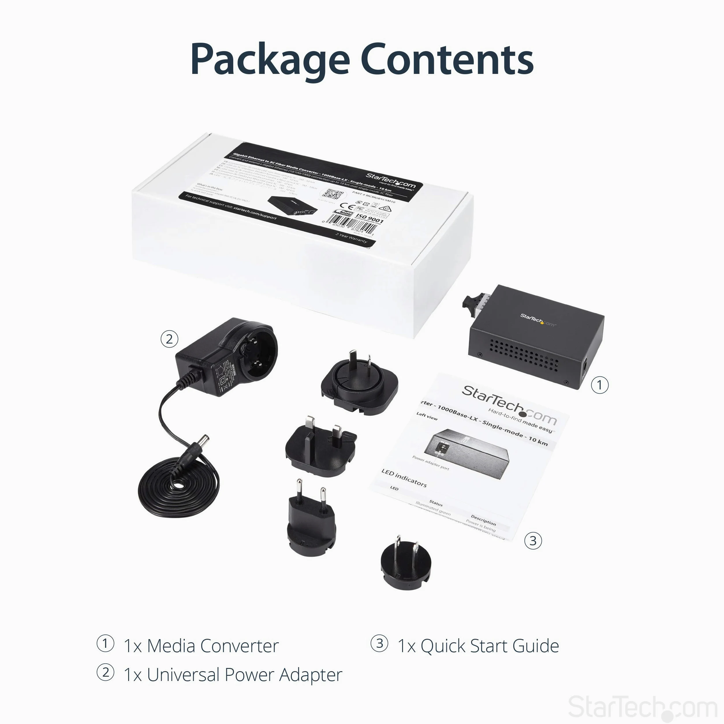 StarTech Convertisseur Média Gigabit Fibre SC Monomode, 1000BASE-LX, 10km | Cuivre vers fibre, 1310nm, Connexion SC duplex, Compact, Fixation murale