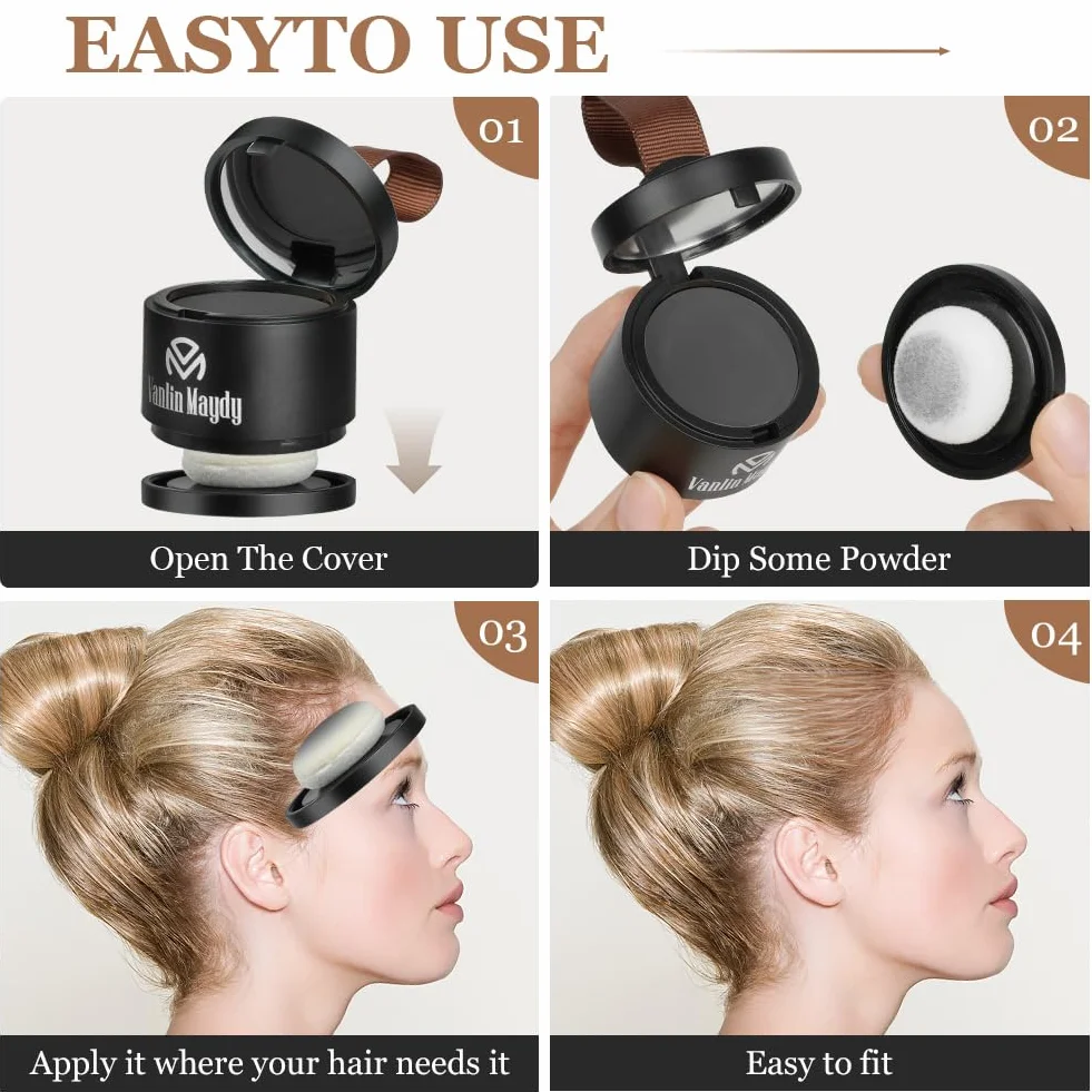 Poudre de Racine de Cheveux, Hair Root Concealer, Couvre-Racines Noirs pour Cheveux