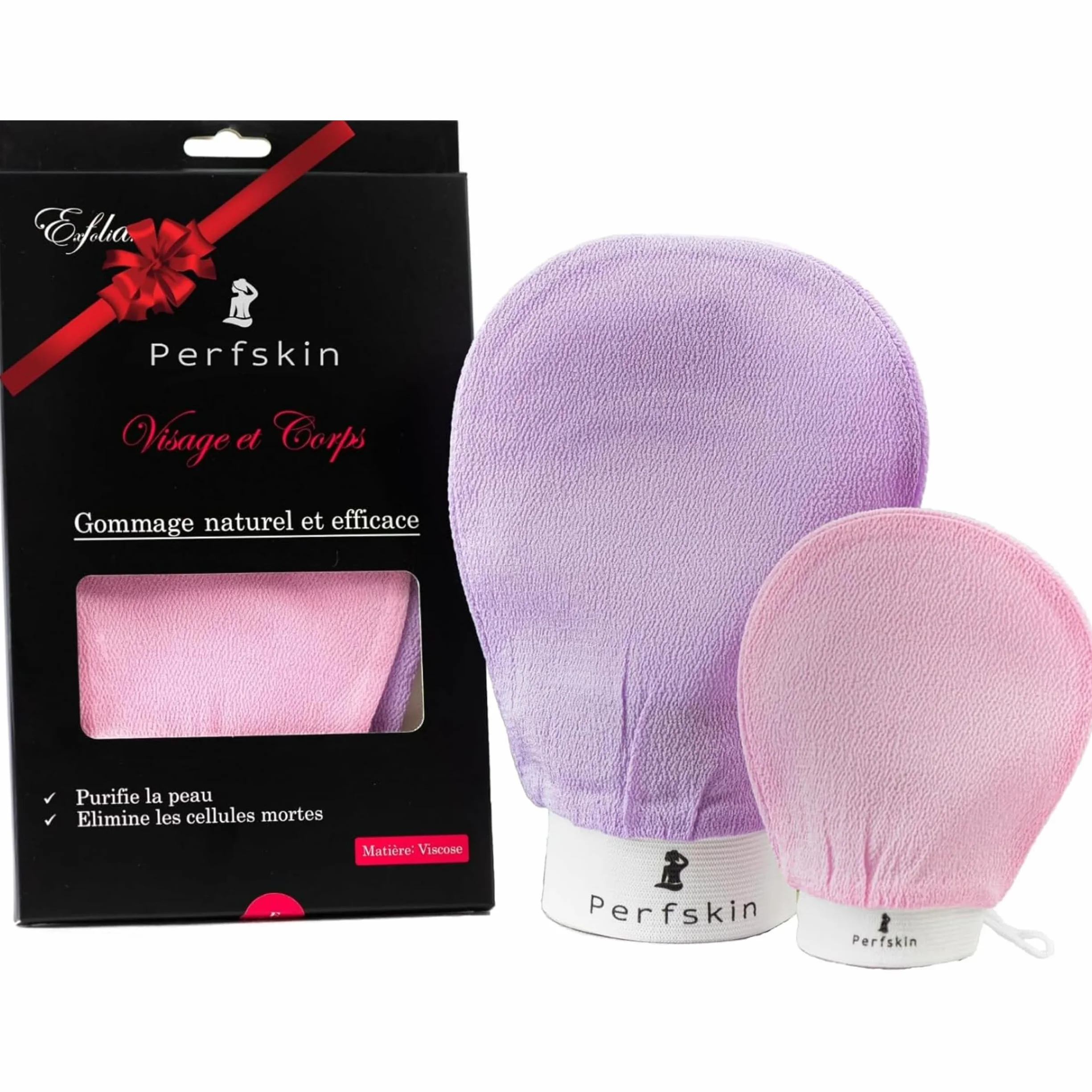 Gants Exfoliants Visage et Corps, Gant de Kessa Crin Viscose Gommage Élimine Cellules Mortes Peau d'Orange
