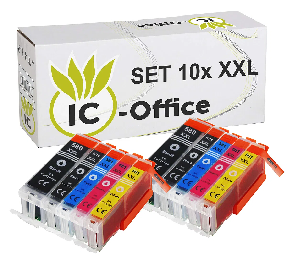 IC-Office TR7650 Imprimante multifonction 4 en 1 à jet d'encre couleur (impression, copie, numérisation, fax, ADF, Wi-Fi, AirPrint) Noir + 10 cartouches d'encre XXL