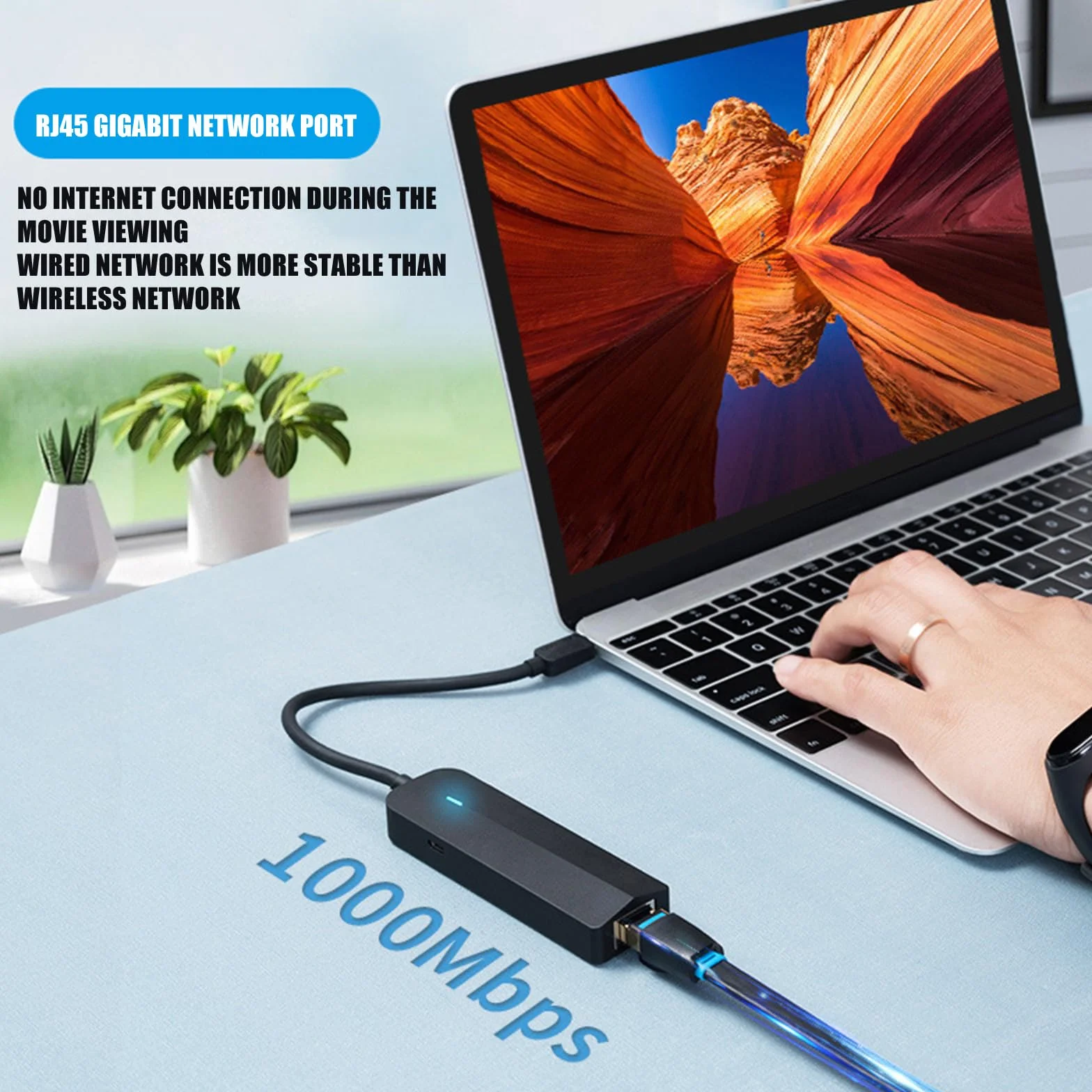 Dongle USB C avec port Ethernet et 3 emplacements USB 3.0 pour améliorer la connexion sur les ordinateurs portables Gigabit Ethernet USB C Link