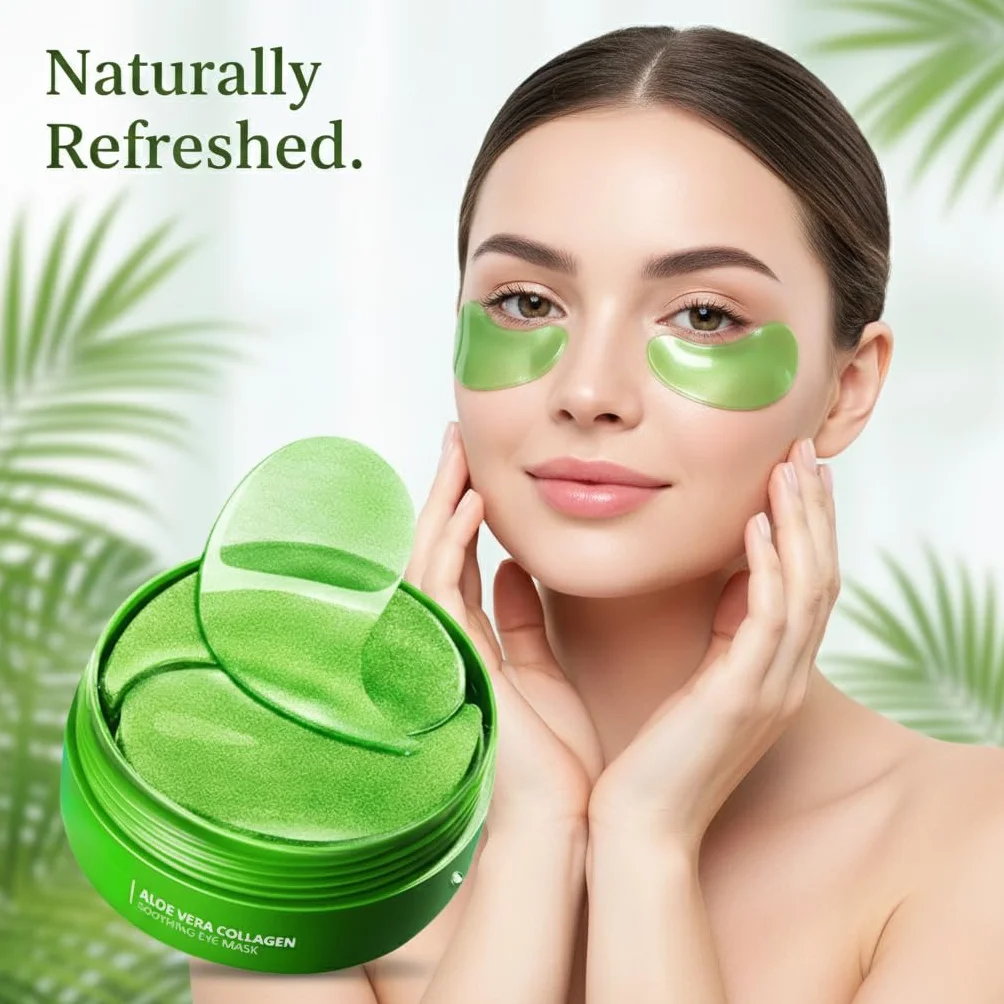 Patch Yeux Collagene Acide Hyaluronique 60 Pcs Anti Cernes Aloe Vera Éclaircir Poches Puffiness Rides