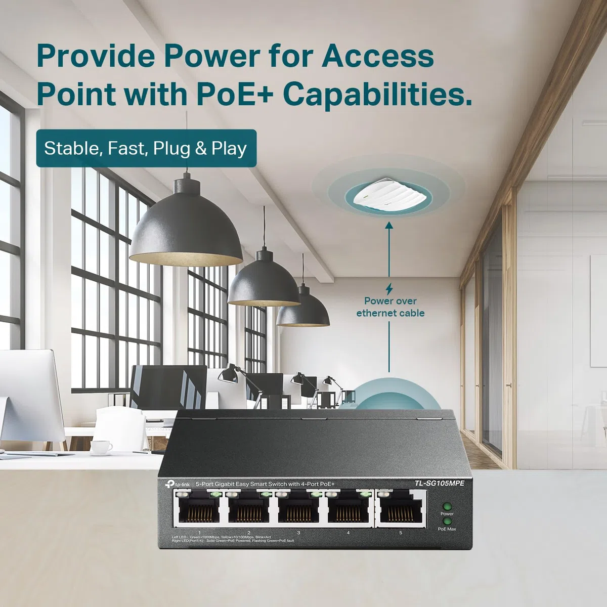 TP-Link TL-SG105MPE | Commutateur PoE Gigabit 5 Ports | Géré Facilement Intelligent | 4 Ports PoE+ @120 W, avec 1 Port Gigabit de Liaison Montante | QoS, Vlan, IGMP et LAG | sans Ventilateur |
