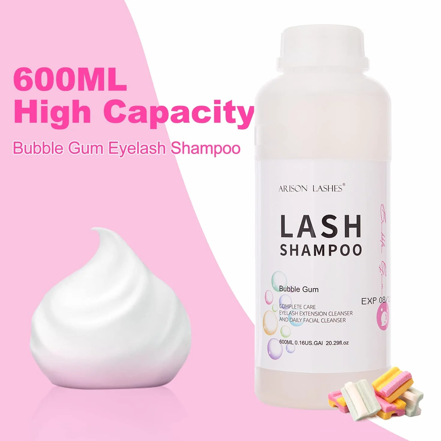 Shampoing Cils Mousse 600ml Nettoyant Paupières Lash Shampoo Eyelash Extension Cleanser