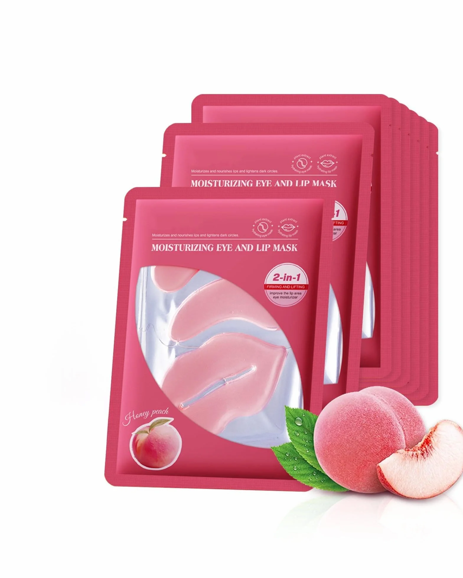 Lot de 8 Masques Yeux et Lèvres au Collagène Cristal Pêche Patchs Anti-Cernes Poches Rides Set Soins Cadeau Femme