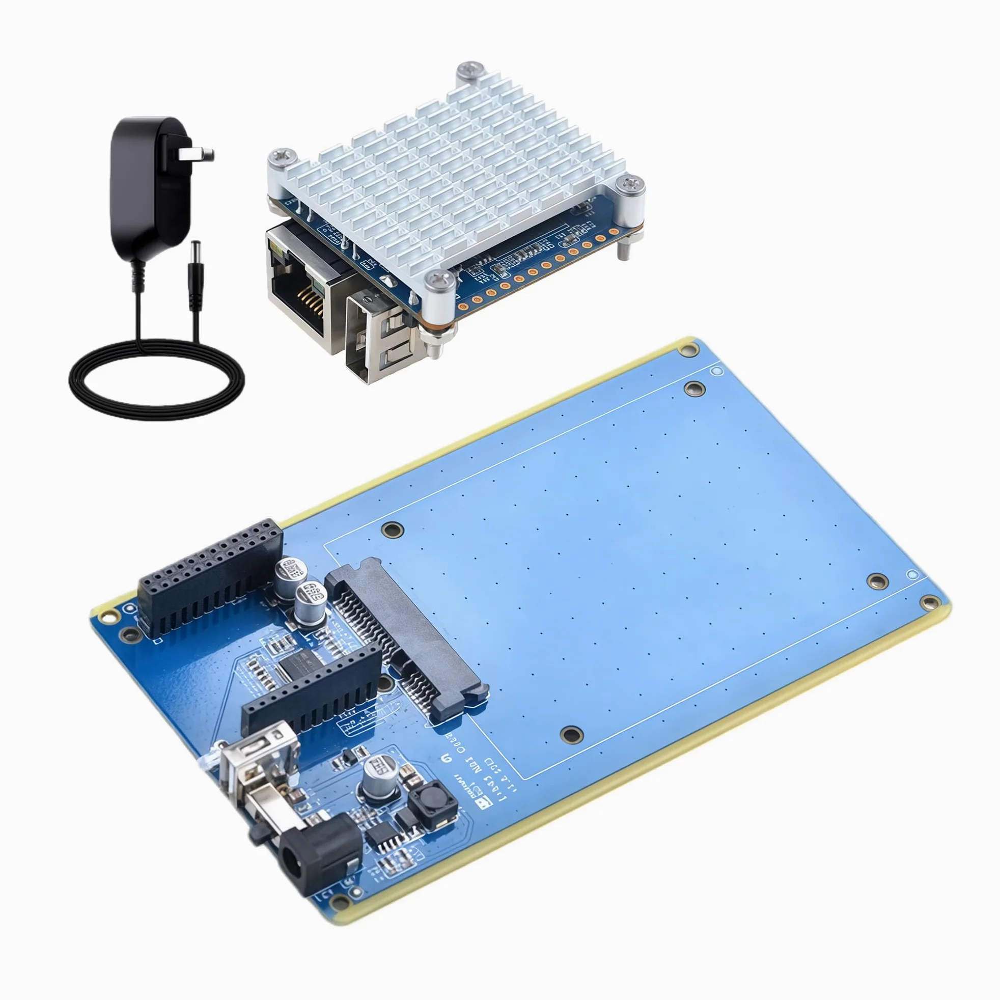 Station de stockage réseau NAS pour NanoPi NEO/NEO2, 2,5" SATA, hôte USB, RTC, 12 V DC, interface I2C, bleu, 151 x 76,4 x 28 mm (kit de base NEO-NAS)