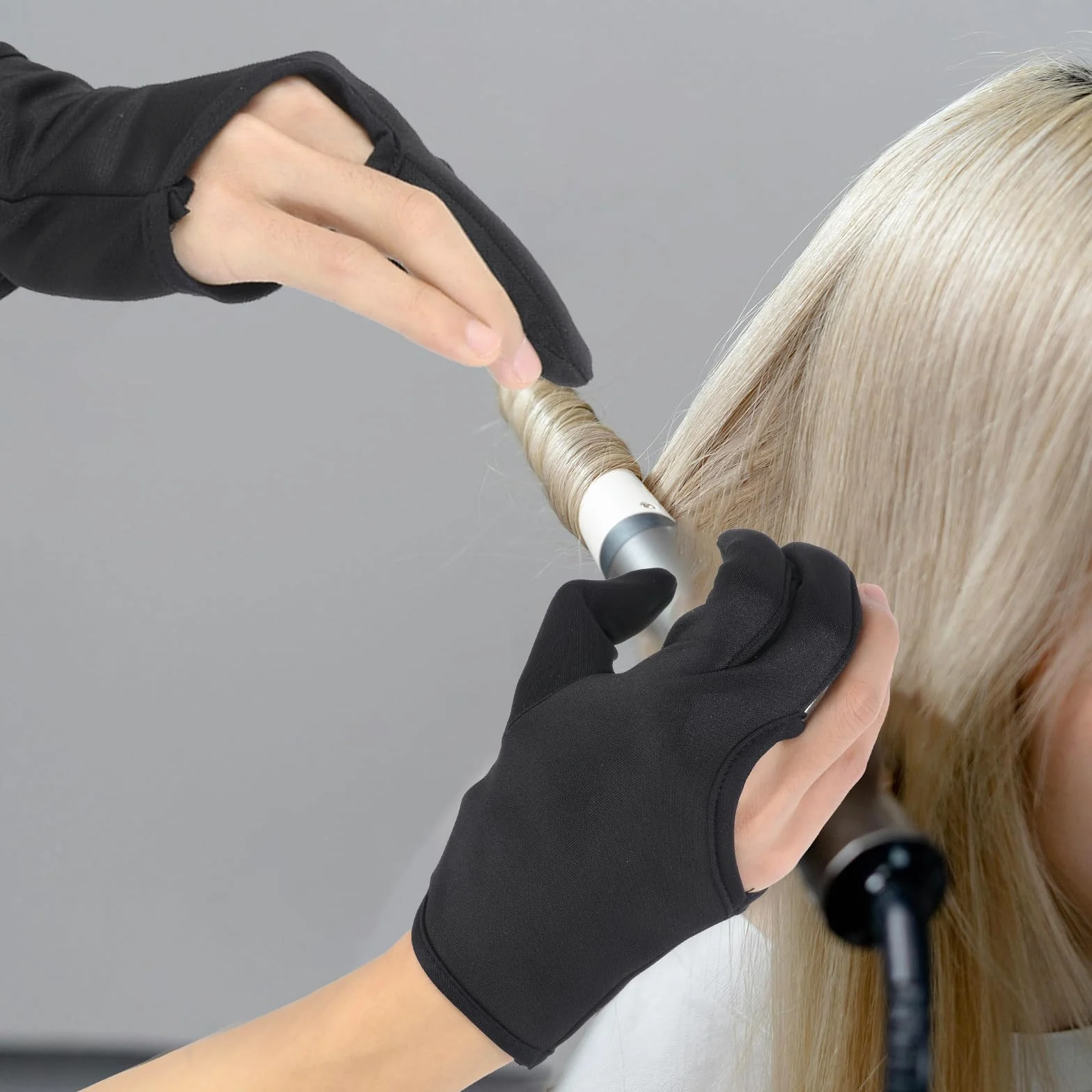 Giantree Lot de 2 gants résistants à la chaleur pour coiffure, fer à friser professionnel à trois doigts