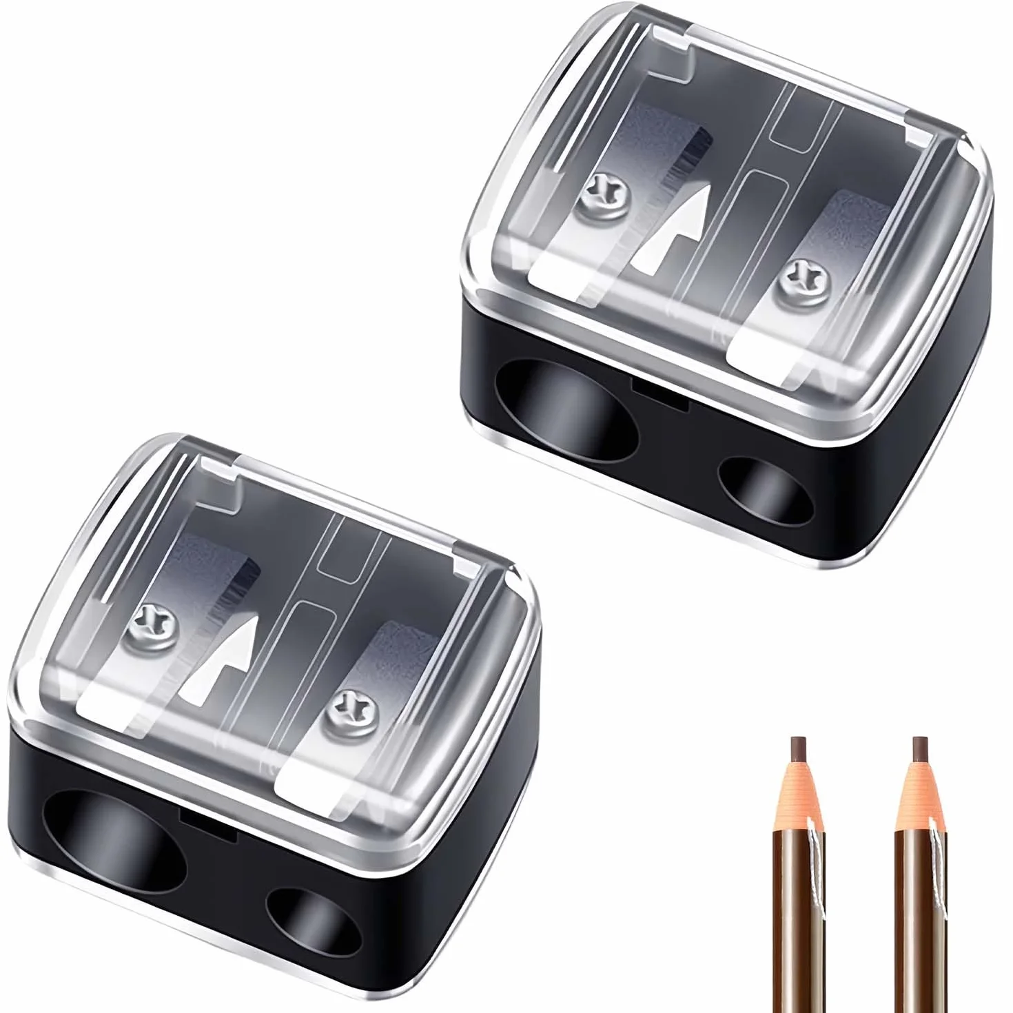 Taille-crayon de maquillage universel lot de 2 – Précision pour khôl, eyeliner, rouge à lèvres, sourcils – Lames tranchantes, maniable voyage
