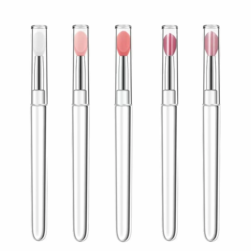 Pinceaux à lèvres en silicone ensemble 5 pièces avec couvercles exfoliants cosmétiques