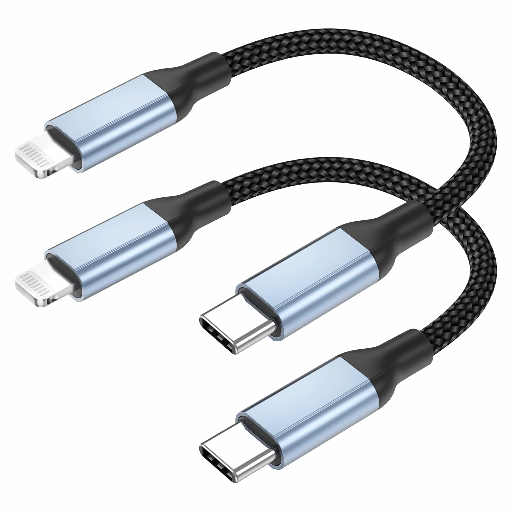 MFi Certified USB C to Lightning Cable 20cm 2 Pack PD 3.0 Short Compatible with iPhone 14 13 12 Pro Max