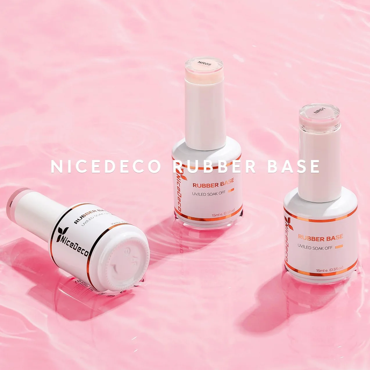Nicedeco Rubber Base 15ML Clair Semi Permanent Gel Sans HEMA UV LED Gel Polish Renforcement Réparation Manucure Nail Art